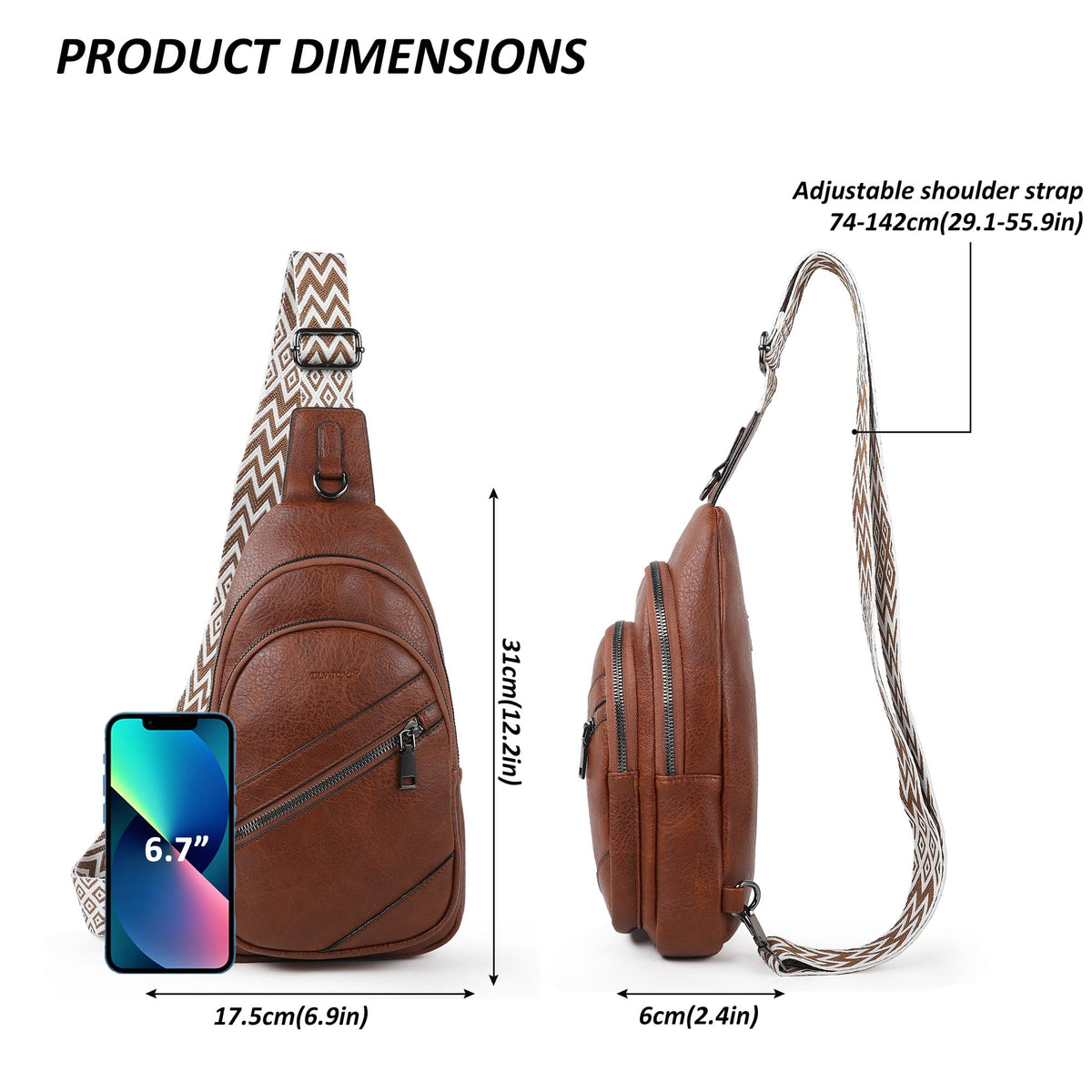 TANTOMI Sling Bag Crossbody Bags for Women Leather Cross Body Bag Trendy Fanny Pack Chest Travel Purse with Adjustable Strap