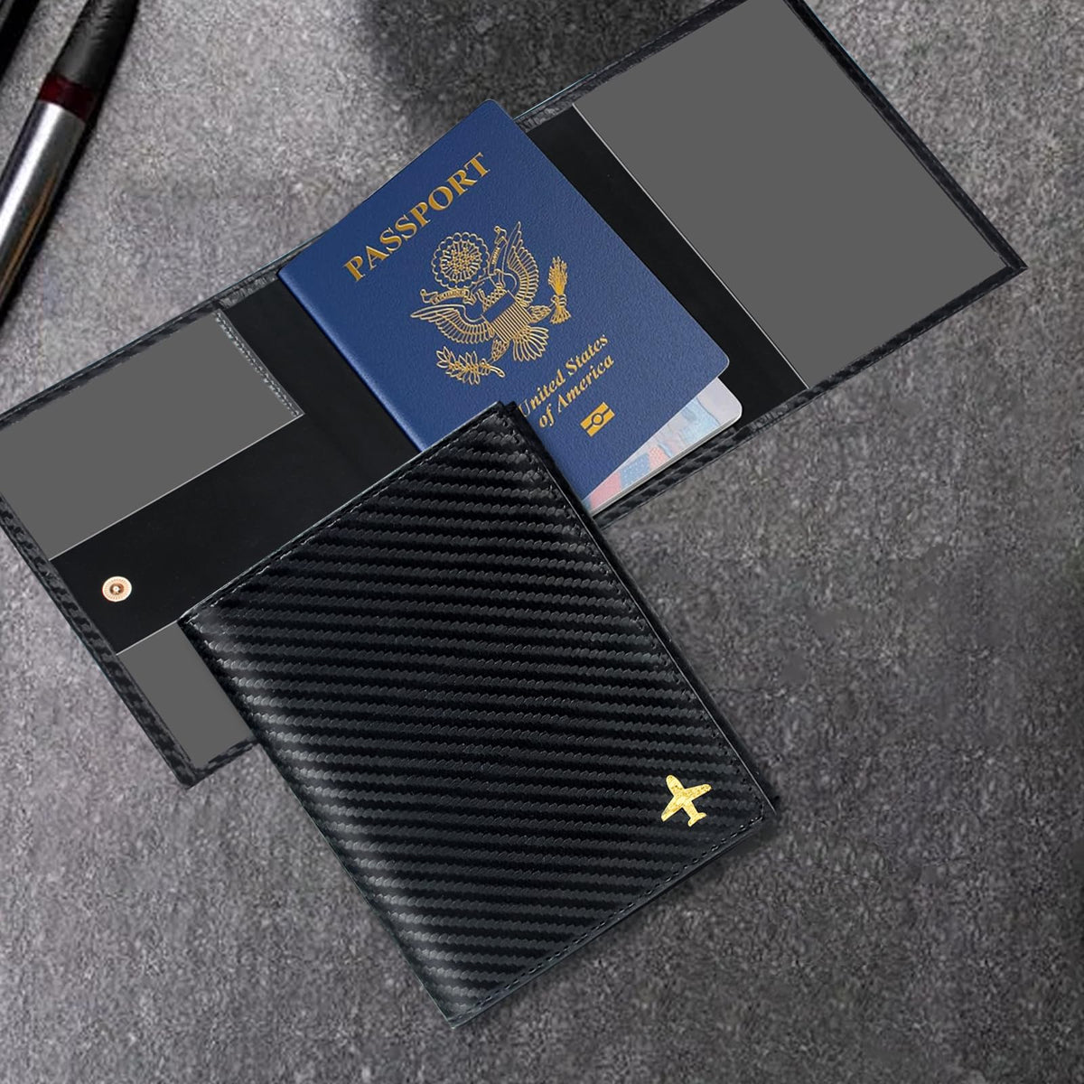 iSamzan Pilot Wallet Passport Holder - Microfiber Fabric Leather Pilot Passport Wallet Accessories
