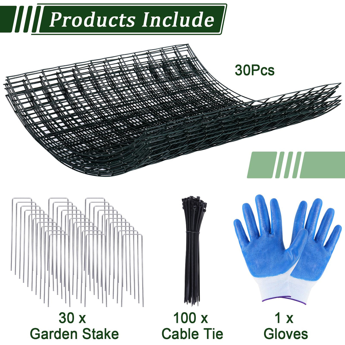 10 Pack Plant Protectors from Animals, 13.5" Dia X 14" H Wire Plant Protector Cage, 30pcs Metal Mesh Garden Cloches to Keep Rabbits, Squirrels and Chicken Out and Protection Vegetables Flowers Shrubs