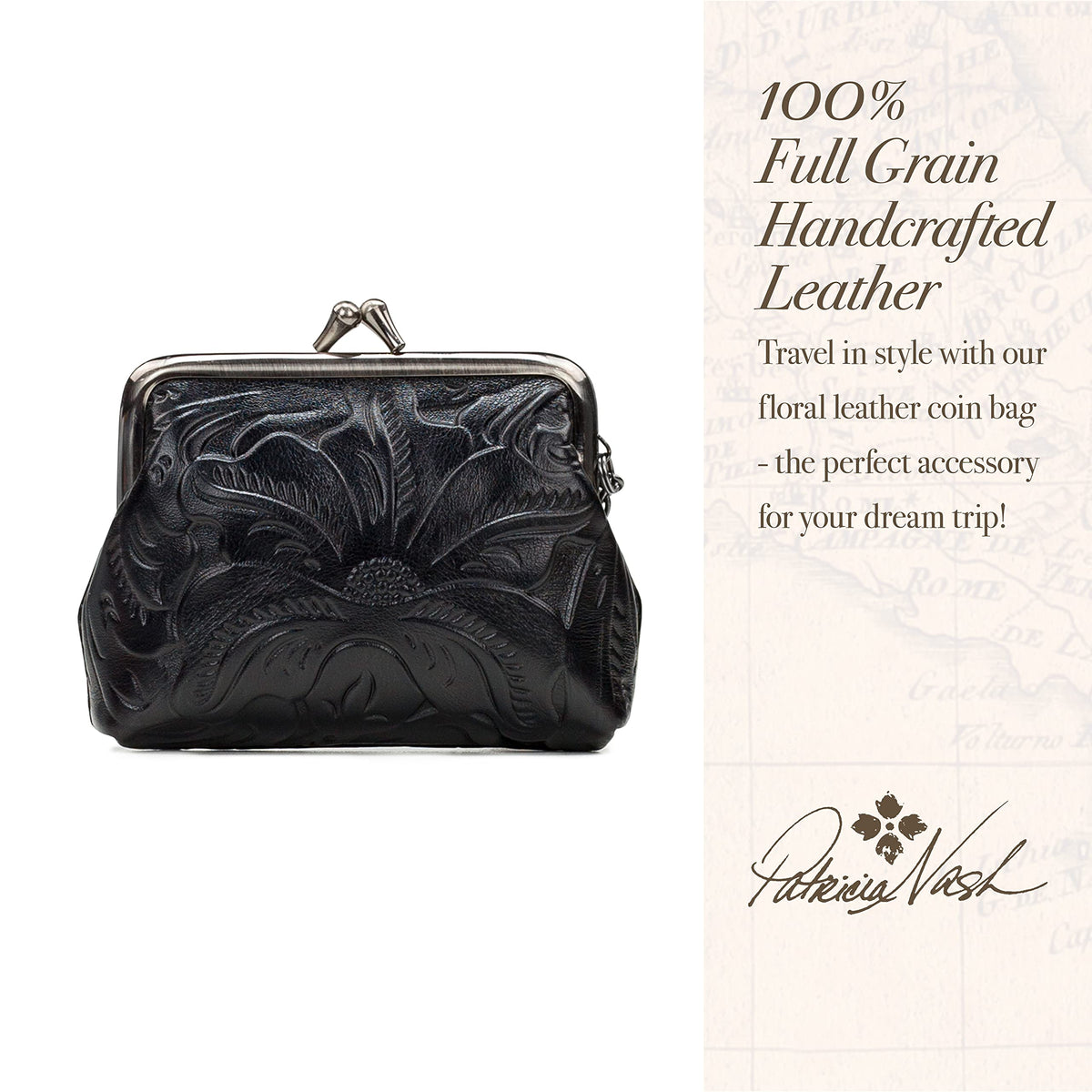 Patricia Nash Large Borse Coin Purse (Black)