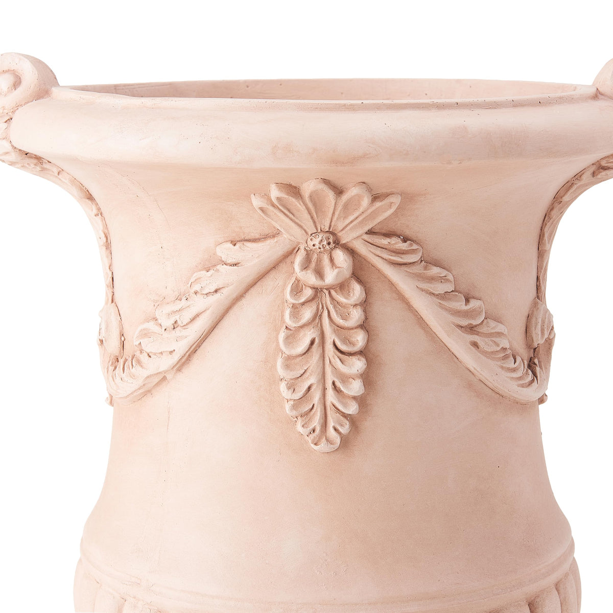 Christopher Knight Home Gary MGO Round Planters Set of 2, Outdoor Flower Pots with Floral Relief Carvings, Classical Garden Urn with Drainage Hole, Patio Urn Planters for Garden, Terracotta