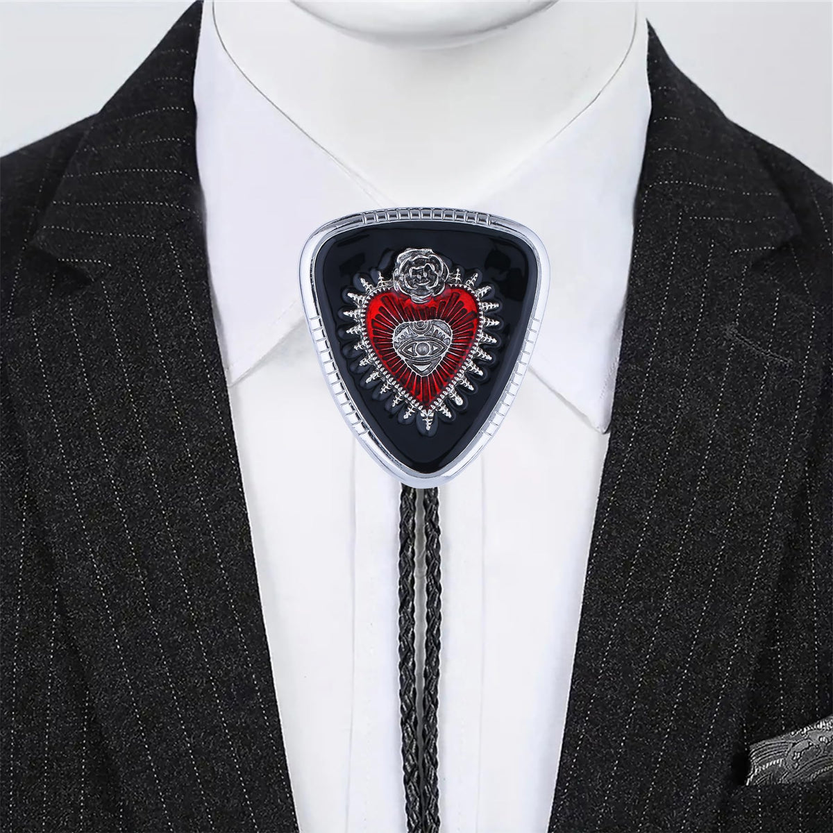 GelConnie Bolo Tie Black Vincent Vega Bolo Tie for Men Women Goth Cowboy String Ties Western Bolero Ties Men