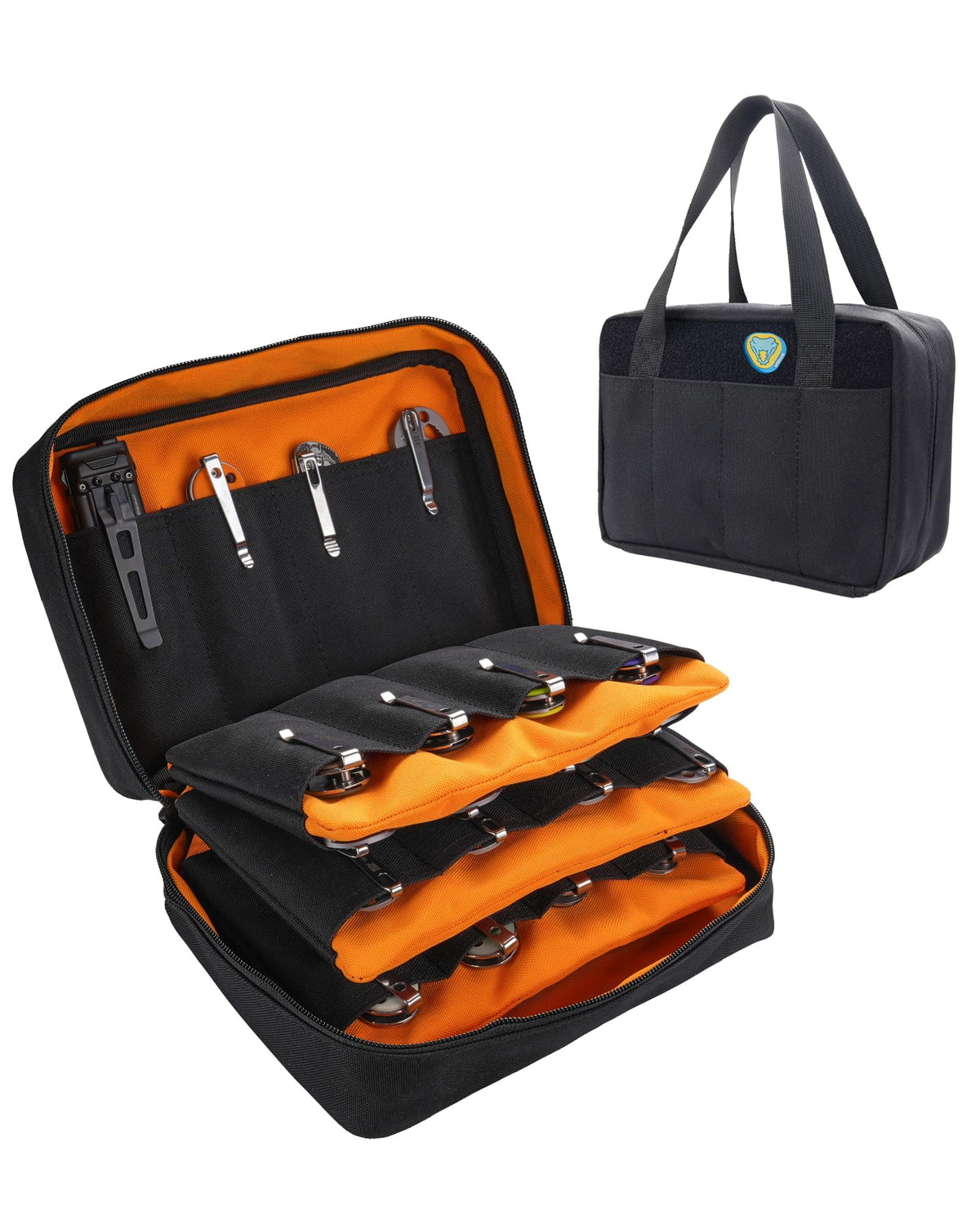 VIPERADE VE40 Knife Display Case with 40 Slots, Folding Knives Storage Holder, Knife Collection Carrier Bag for Folding Knives Flashlights Multitools