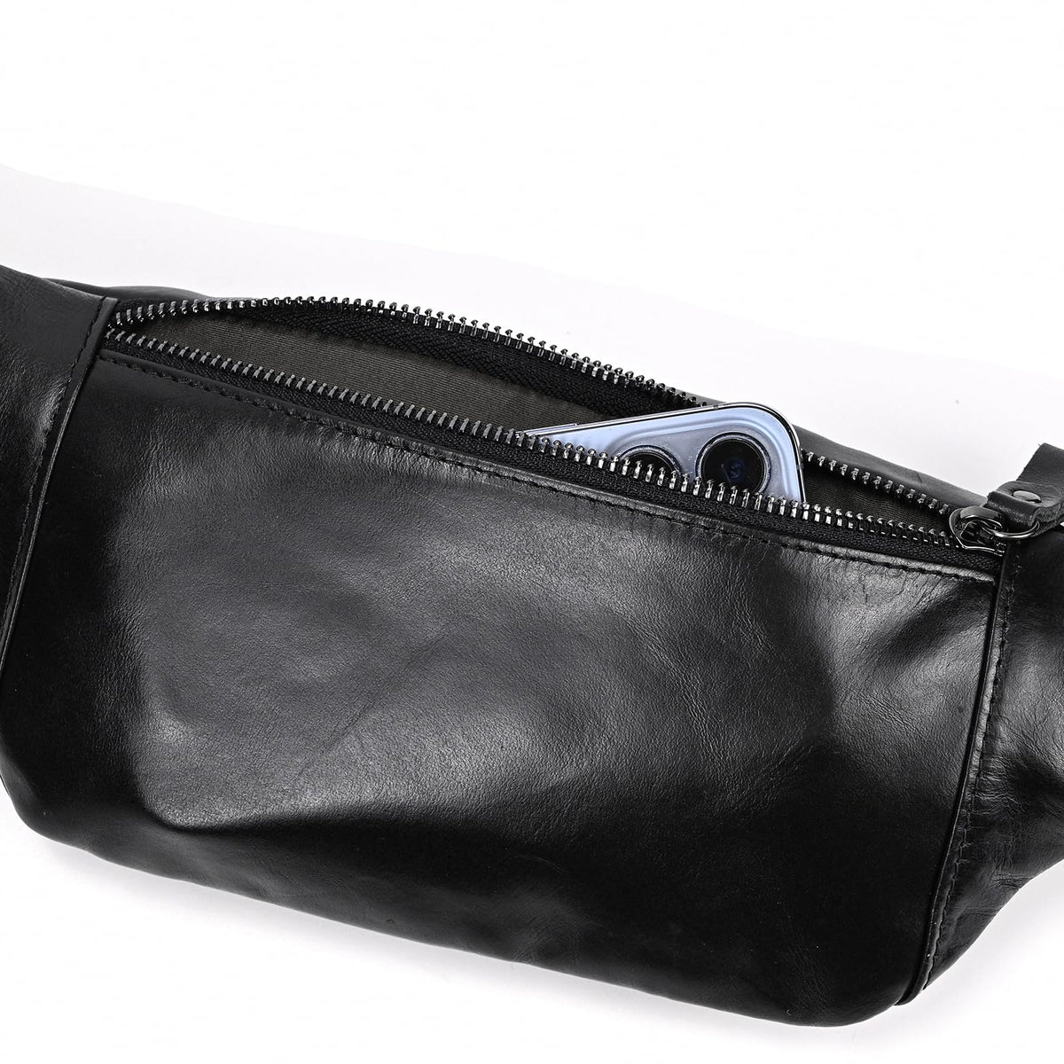 Genuine Leather Fanny Pack for Women & Men, Crossbody Waist Pack with Adjustable Strap, Hiking Hip Bum Belt for Travel, Hiking, Running