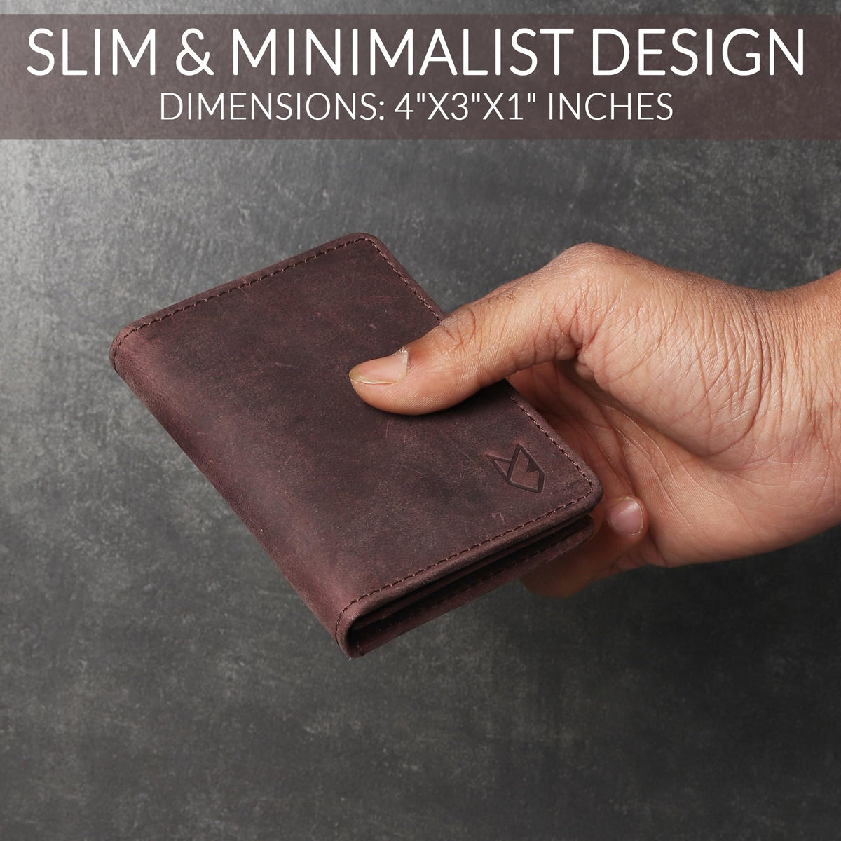 FOXHACKLE Full Grain Leather Credit Card Holder For Men and Women, Small RFID Blocking Bifold Wallet (With ID Slot, Hunter Coffee Brown)