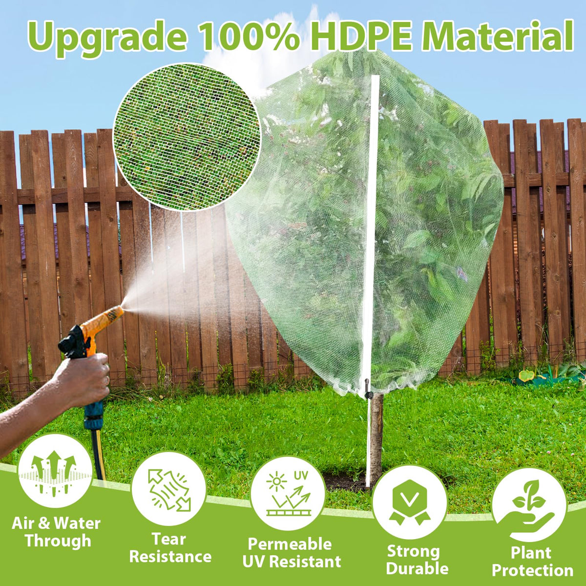 2PCS Fruit Tree Netting with Drawstring and Zipper, 6 * 6FT Garden Netting for Garden Protection, Insect Bird Netting for Fruit Trees, Protection from Anti Birds, Bugs,Cicadas, Insects