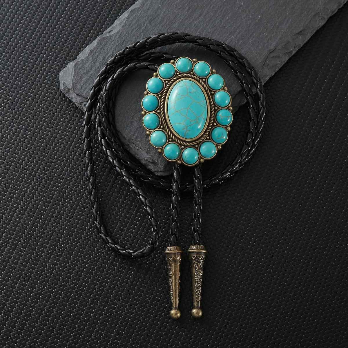 GelConnie Turquoise Bolo Tie for Men Womens Bolo Tie Cowboy Necktie Natural Stone Bolo Ties Necklace