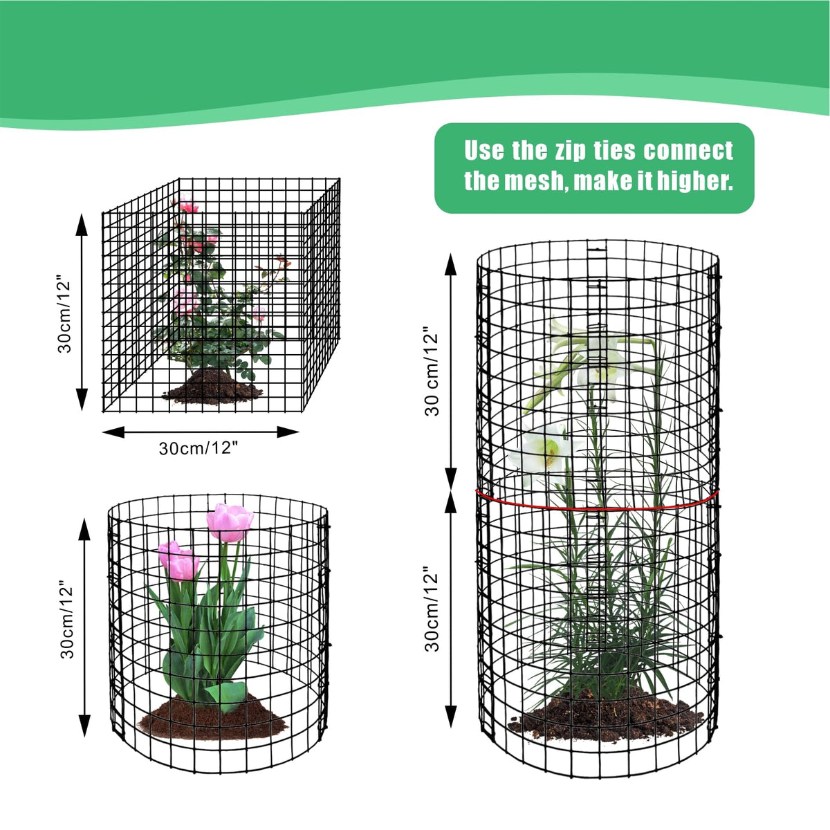 Eunika 8 Pack Round Plant Protector from Animals,24 Pcs 12" x 12" Metal Mesh to Keep Animals Out Wire Plant Protectors for Rabbits Chicken Duck Barricades for Garden Vegetable Flowers Protection
