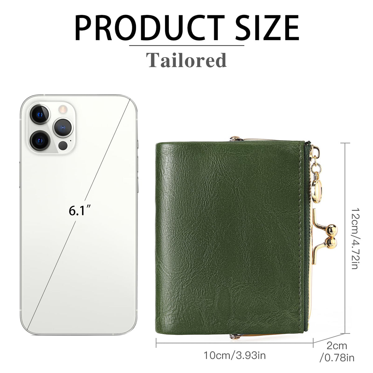RNIEGA Wallet Women Small RFID Blocking Bifold Leather Wallets for Women Vintage Coin Purse With Zipper and Kiss Lock
