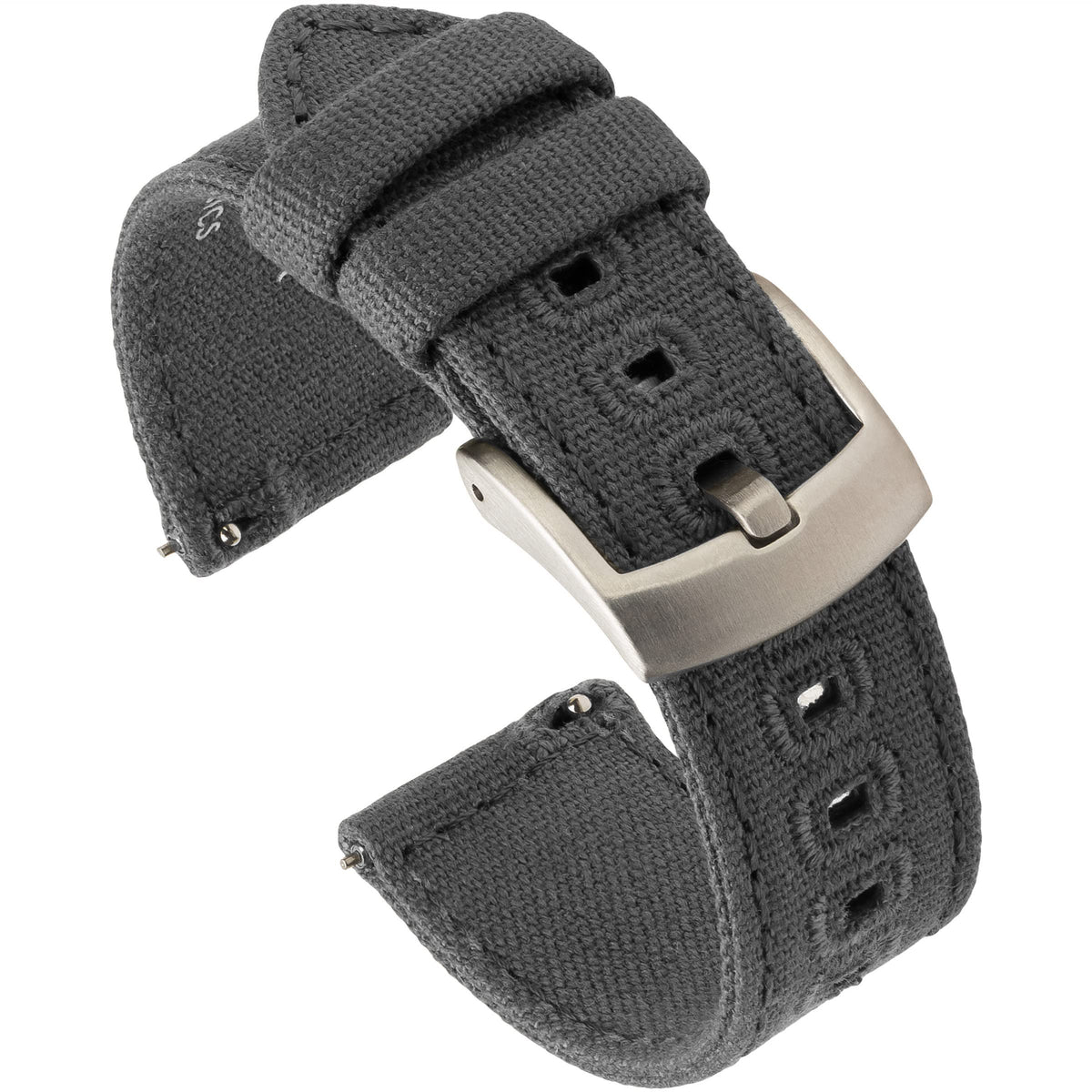 Benchmark Canvas Watch Band - Quick Release Cotton Fabric Watch Straps for Men & Women (20mm, Grey)