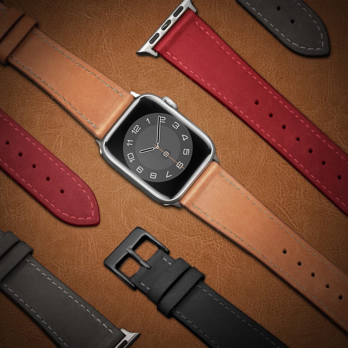 Marge Plus Compatible with Apple Watch Band Series 11/10(42mm), Series 9/8/7(41mm), SE 3/2/1(40mm), (Series 6/5/4(40mm), Series 3/2/1(38mm), Genuine Leather Bands Replacement Strap for iWatch, Women & Men