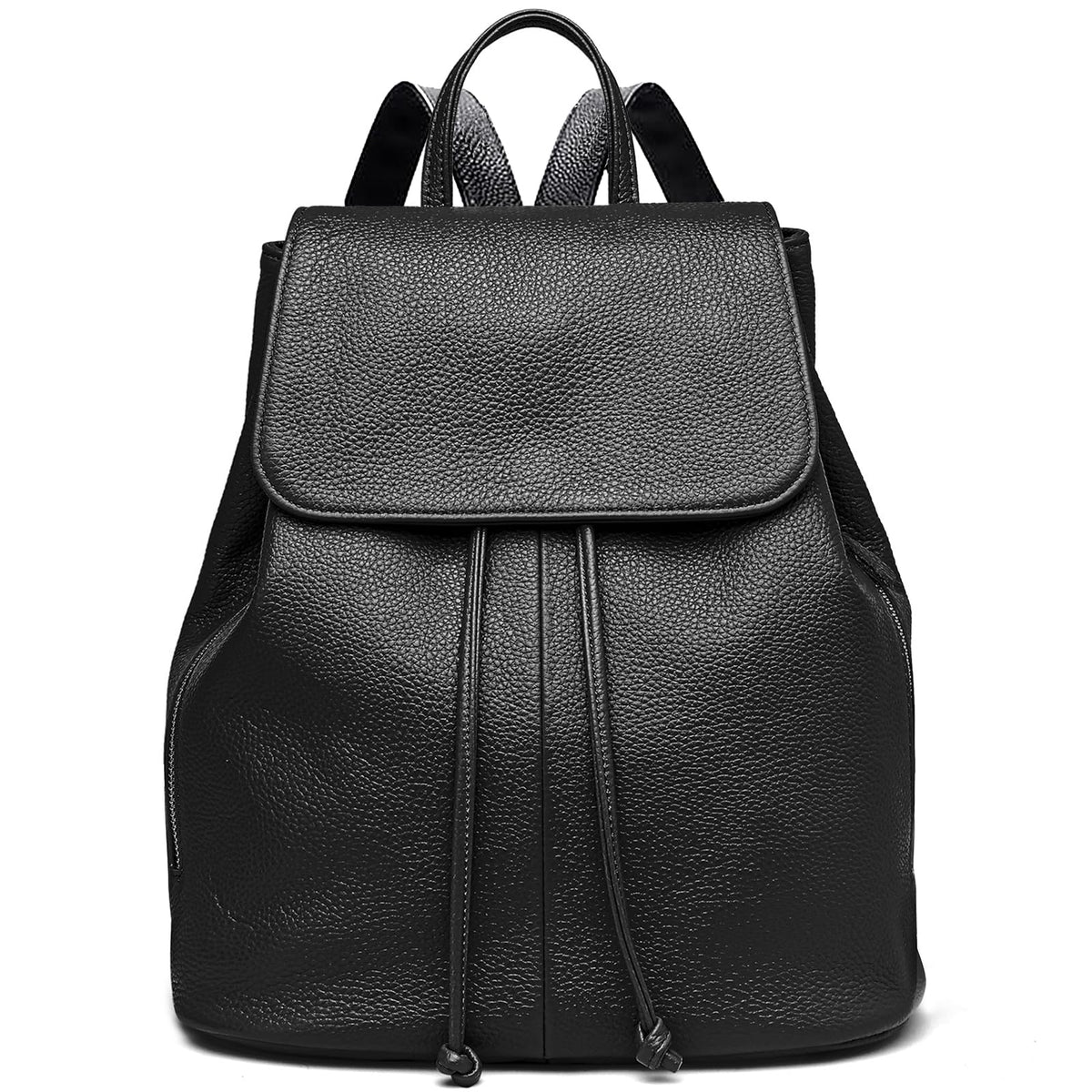 BOYATU Women’s Full-Grain Leather Backpack Purse, Minimal Structured Design, Work Commuter & City Travel, Compact Everyday Essentials, Fashion RFID Pocket Bag (Black)