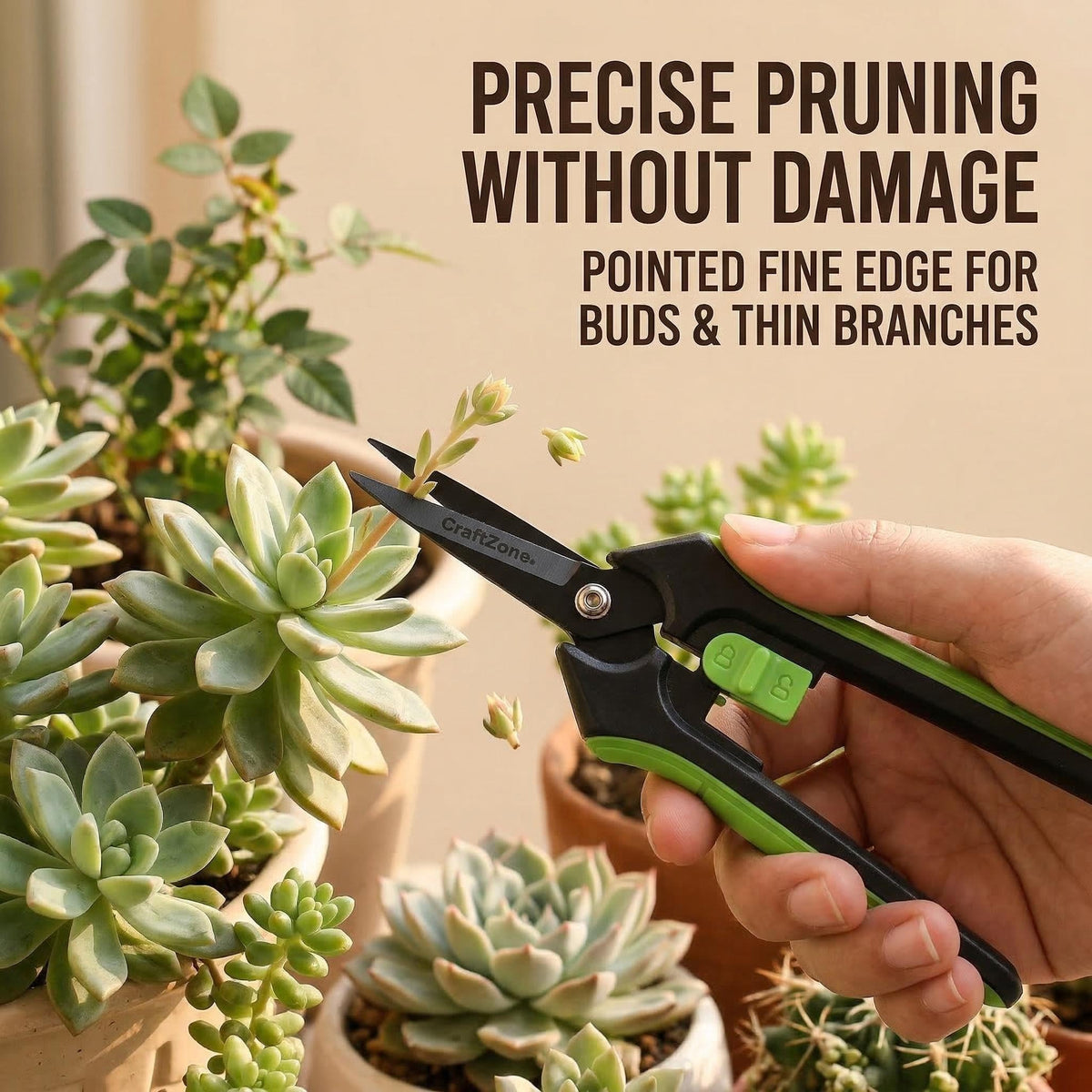CRAFTZONE Garden Pruning Shears 2 Pack 8" Bypass Plant Shears & 6.25" Advanced Garden Scissors Garden Hand Tools for Trimming Flowers Cutting Plants Gathering Fruit