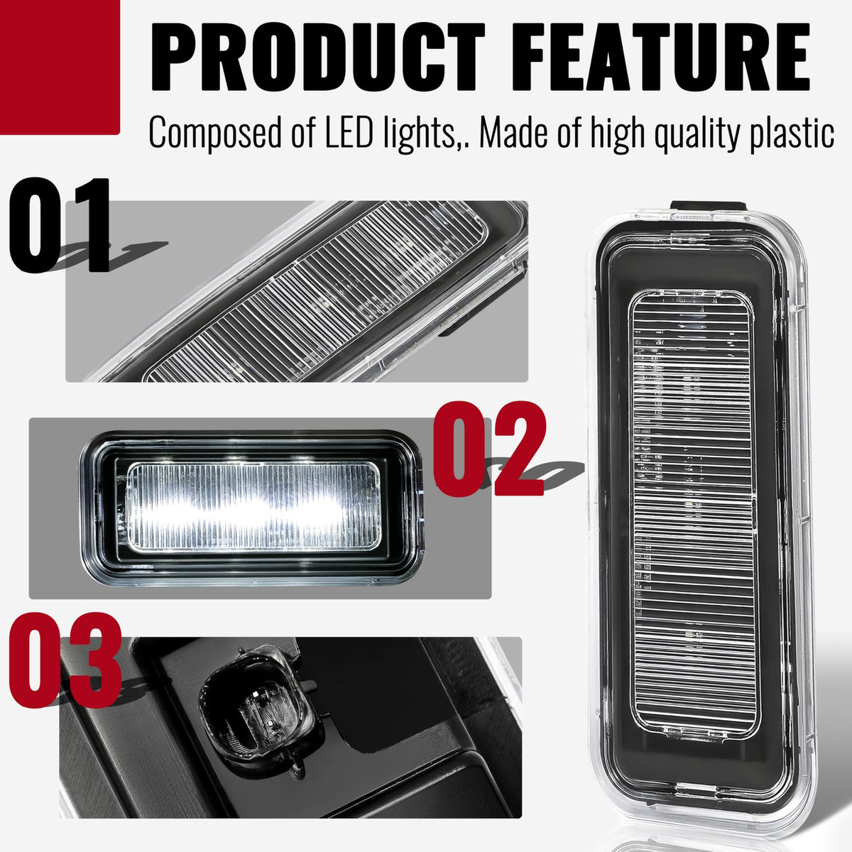 KUAFU LED Bed Lighting Kit for 2020-2023 Toyota Tacoma, Clear Lens, Plastic, Model GO-2277