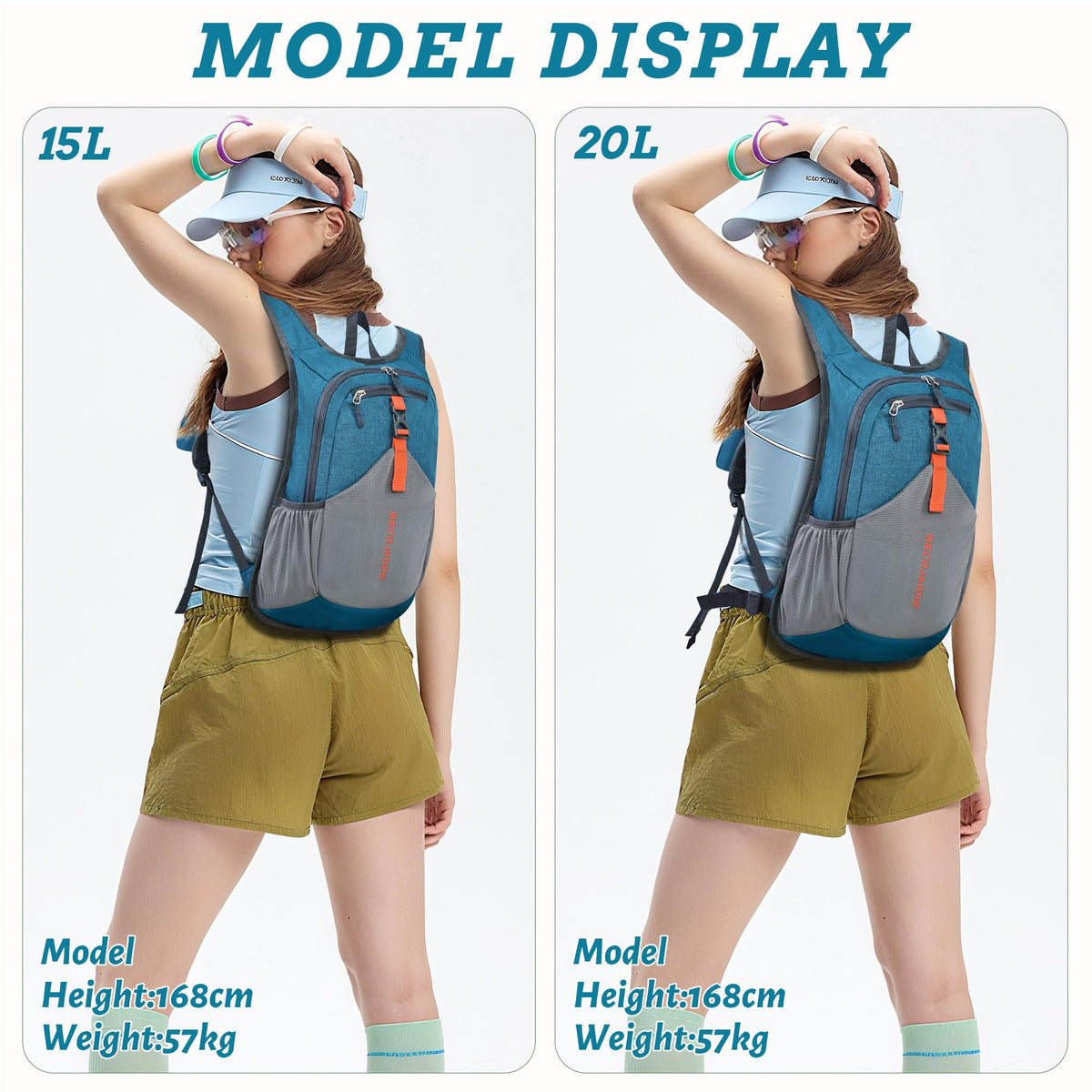 BECOJADDE 15L Small Hiking Backpack for Men Women Foldable Packable Back Pack Ultralight Hiking Daypack for Travel Camping Outdoor, Turquoise