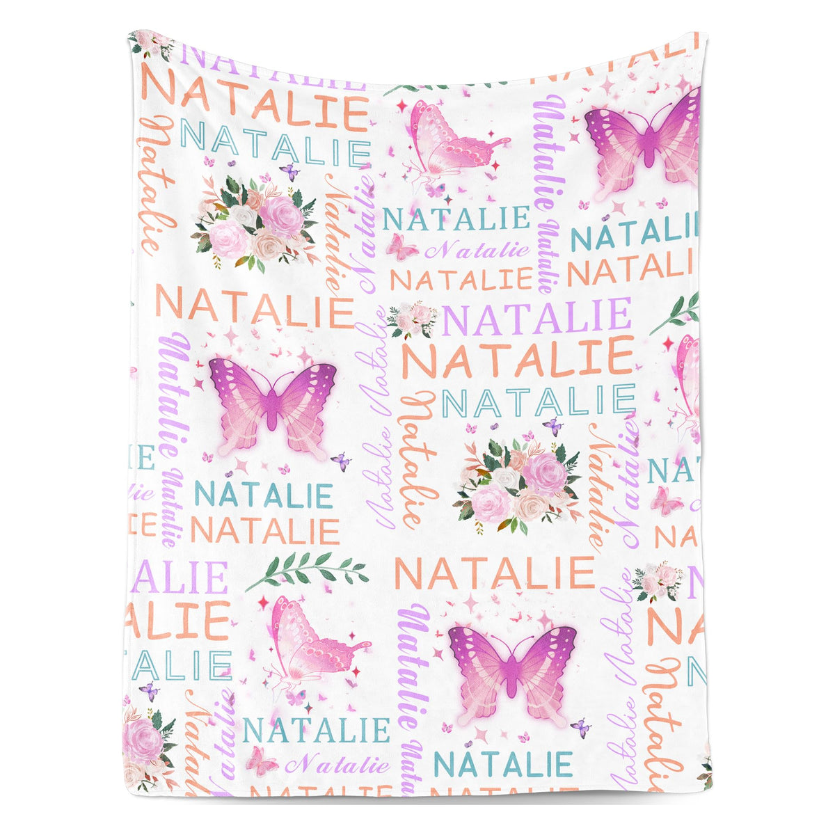 Bohva Personalized Baby Blankets for Girls, Custom Baby Blanket with Name, Cozy Newborn Blanket, Personalized Kids Name Blankets for Babies Shower Christmas Birthday Gifts