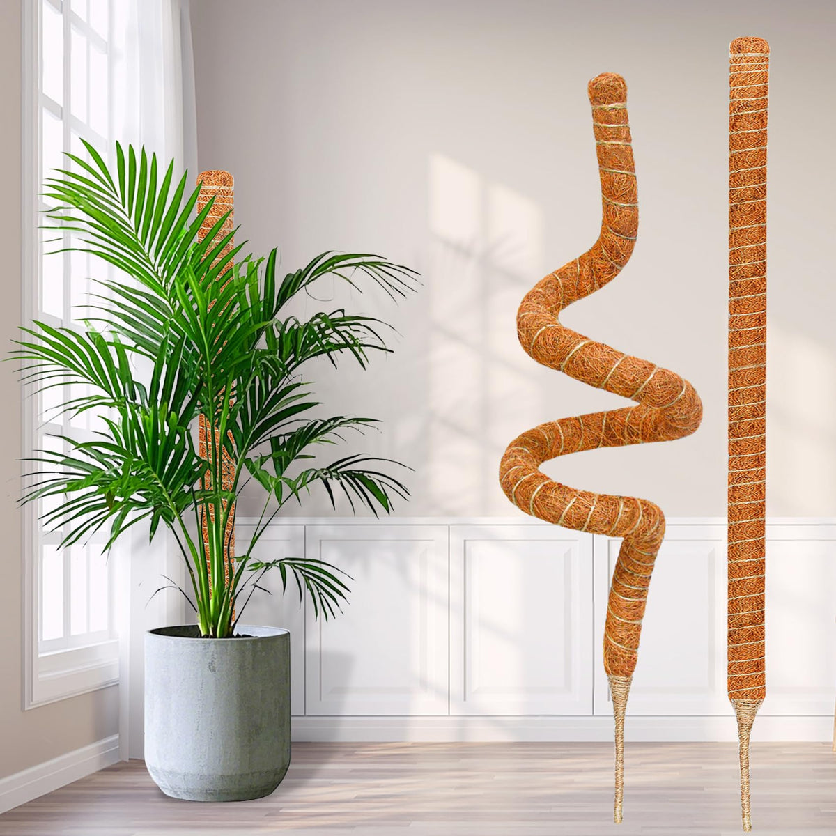 Dimpoo 4 Pack 28 Inch Moss Pole Monstera Plant Support, Coir Moss Poles for Climbing Indoor Plants, Bendable Plant Stake Trellis for Potted Plant, Pothos, Philodendron