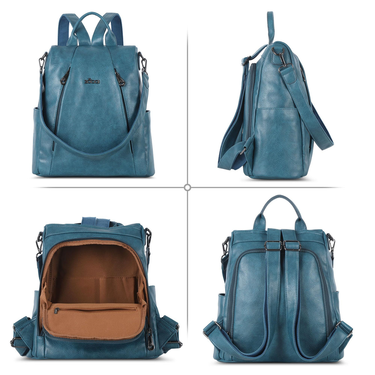ZOCAI Backpack Purse for Women Medium Anti-Theft Backpacks Purses Design Leather Shoulder Bags with Removable Strap