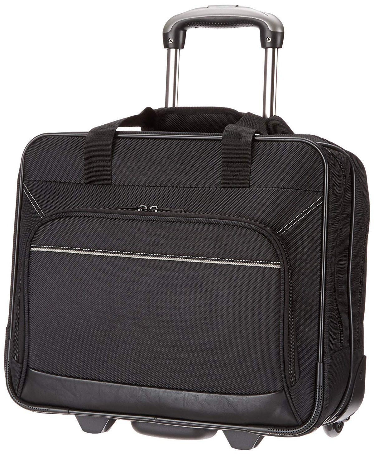 Amazon Basics 15.6" Rolling Laptop Bag for Travel and Business, Briefcase with Wheels, Adjustable Locking Handle, Black