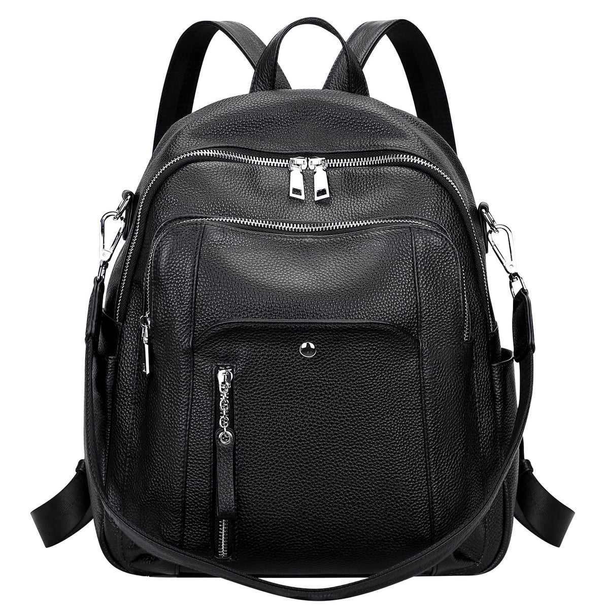 ALTOSY Fashion Genuine Leather Backpack Purse for Women Shoulder Bag Casual Daypack Medium(S9 Black New)