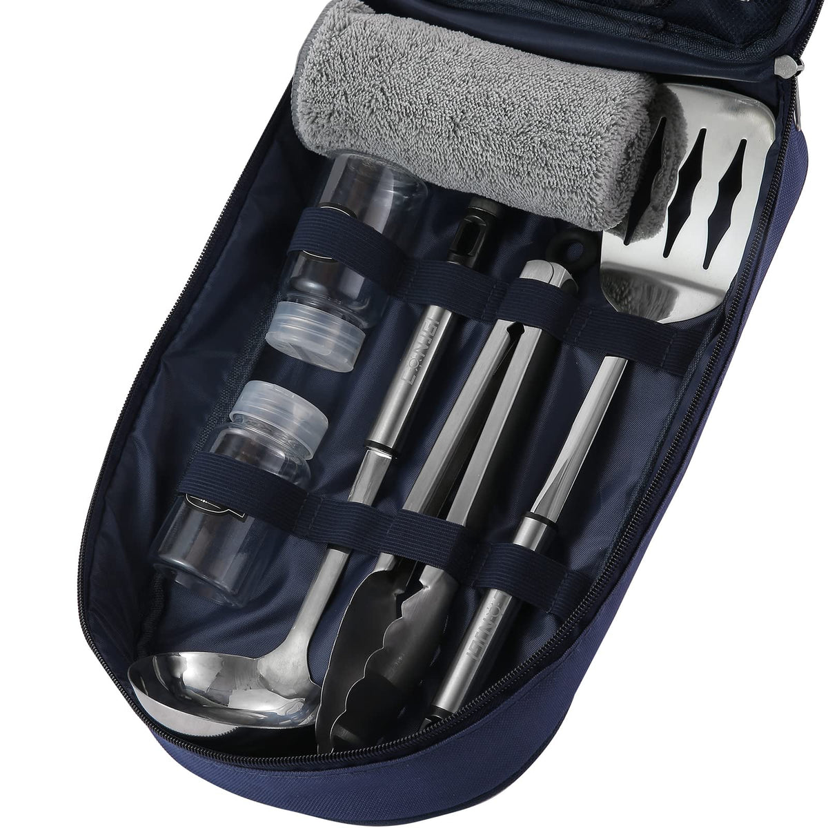 CONJGI Camping Cookware Storage Bag - Camping Cooking Utensils Set Bag Camping Tool Portable Storage Bag Suitable for Knife, Fork, Spoon, Chopping Board, Chef's Knife,Kitchenware Storage