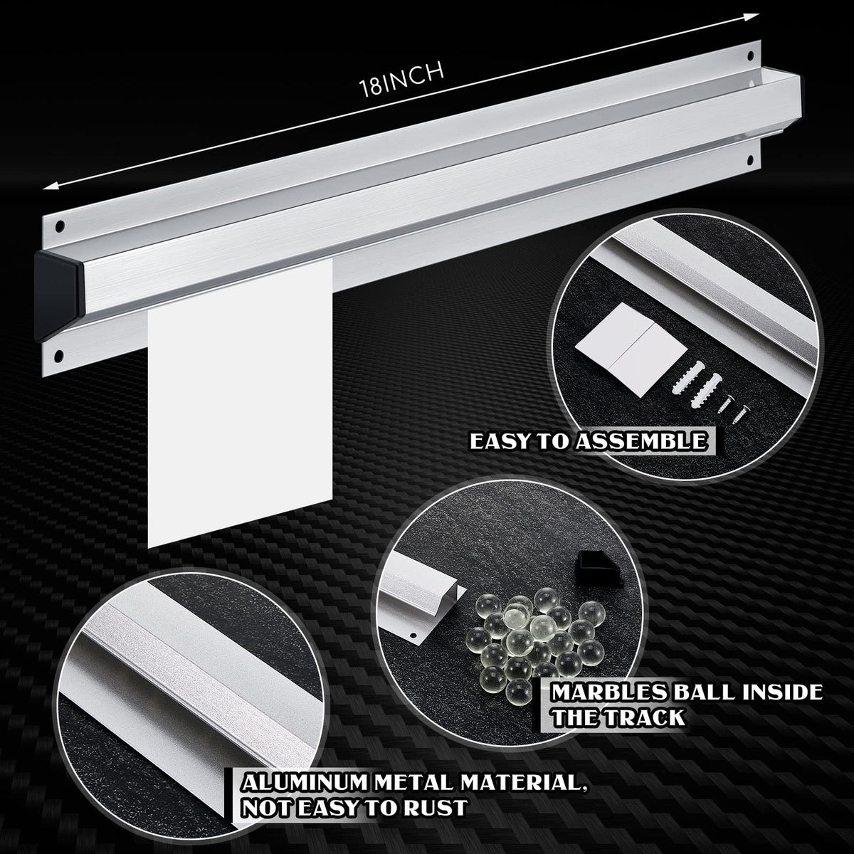 Henoyso 2 Pcs Restaurant Ticket Holder 16/18/24/28/30/32/40/44" Slide Check Rack Receipt Holder Aluminum Silver Order Ticket Rack for Commercial Kitchen Office Cafes Pubs Bar(18 Inch,No Slot)