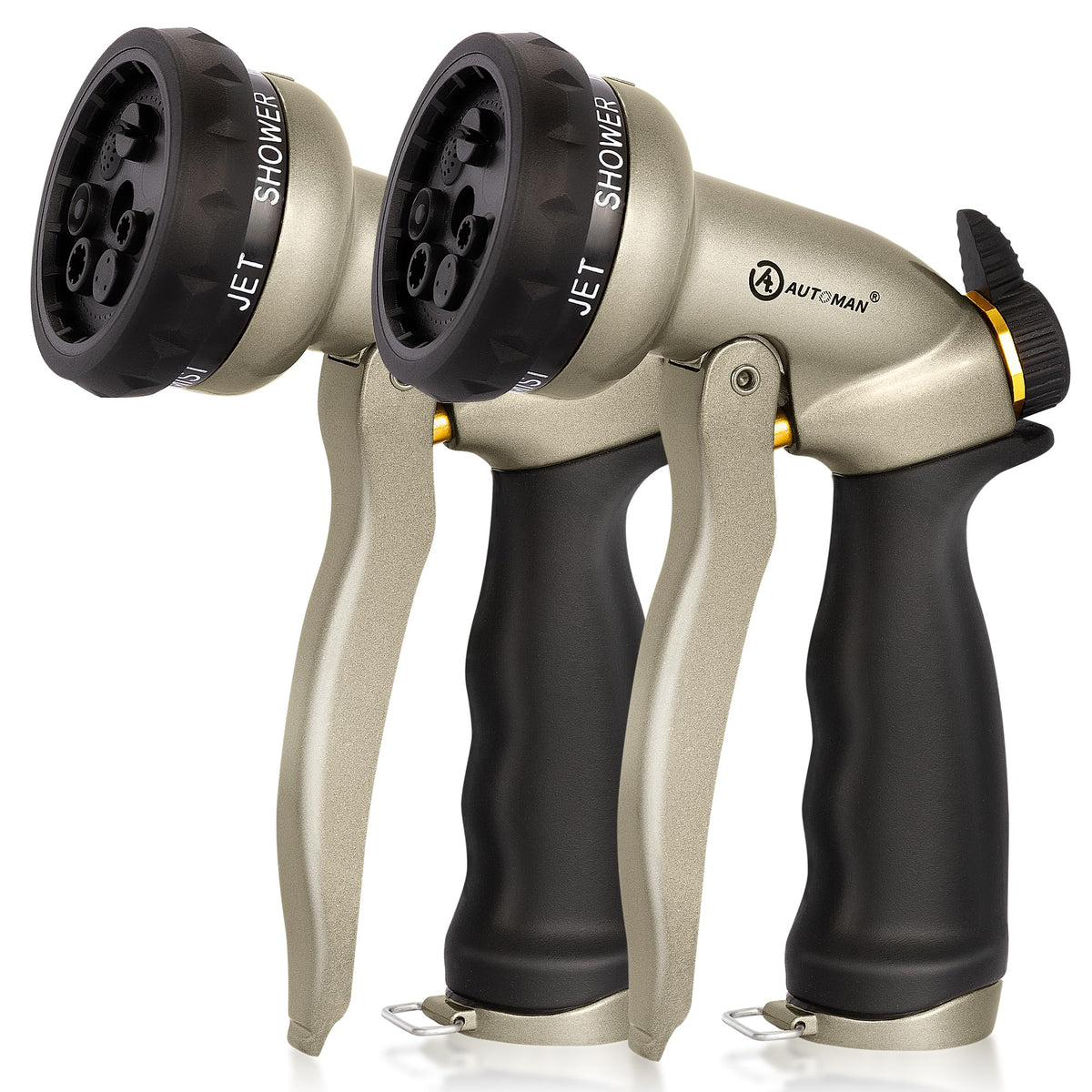 AUTOMAN Garden Hose Nozzle-7 Patterns Sprayer-2 Pack, Metal High Pressure Spray Nozzle, Heavy Duty Labor-Saving Design Water Hose Nozzle for Garden Watering, Car Washing, Window Cleaning, Pets Bathing