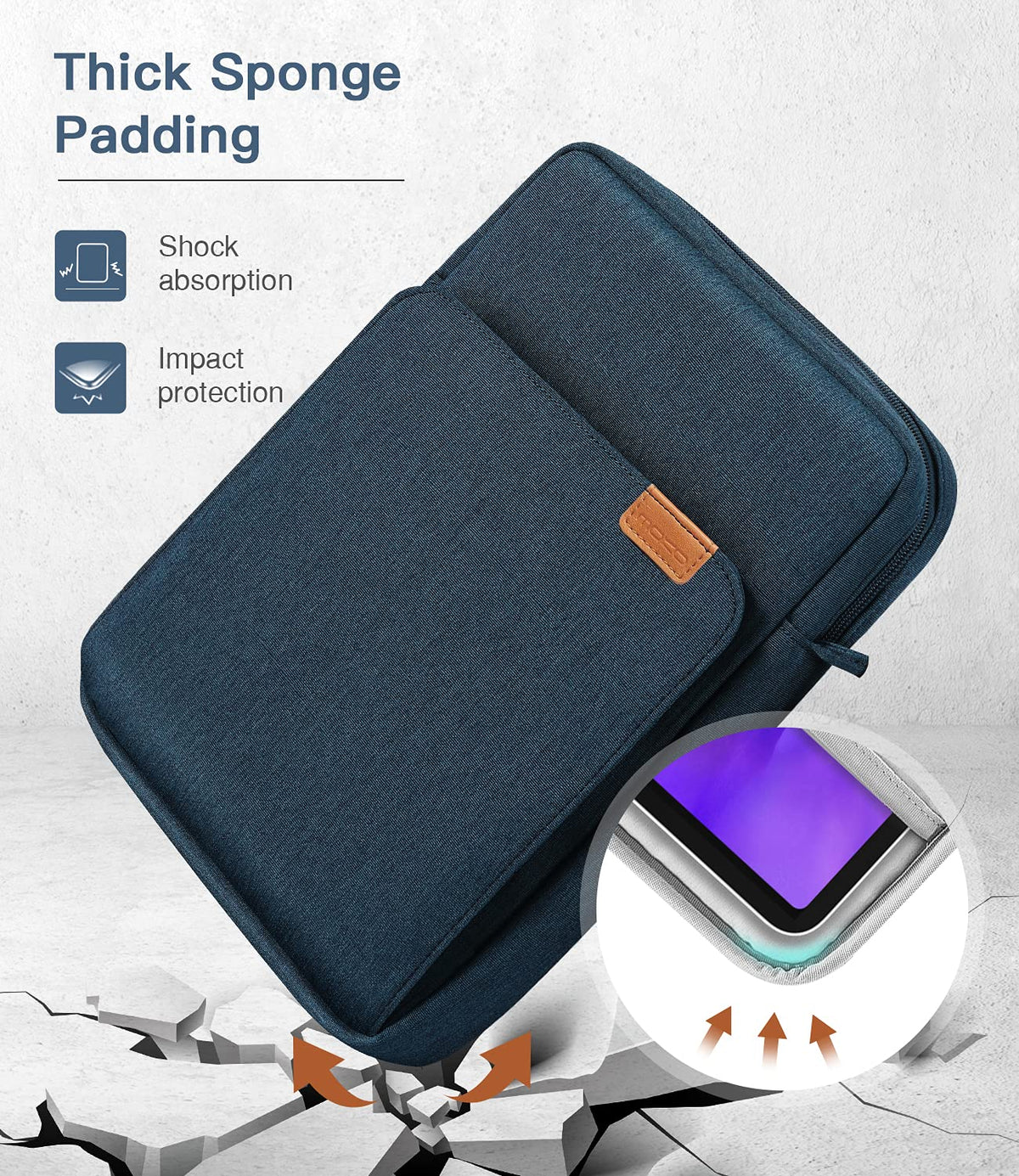 MoKo 9-11 Inch Tablet Sleeve Bag Handle Carrying Case with Shoulder Strap Fits iPad Pro/Air/A16 11 inch,iPad 10th 10.9,i-Pad 9/8/7th 10.2,iPadAir 5/4th 10.9,i-Pad 9.7,Tab S8/S9 11", Indigo
