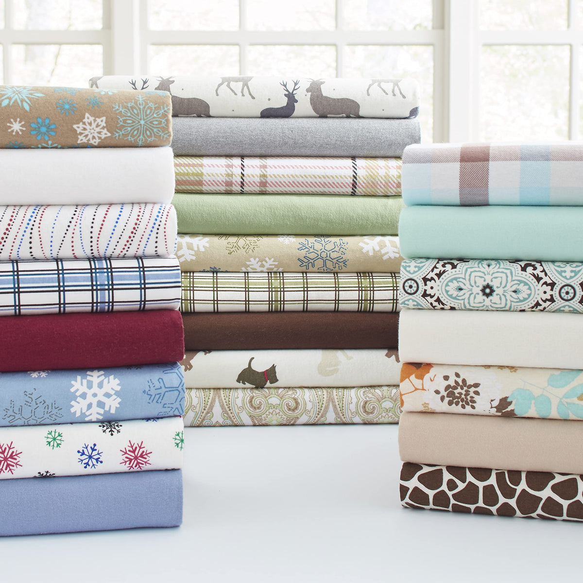 Pointehaven Flannel 170 GSM Sheet Set,Queen Winter Dogs