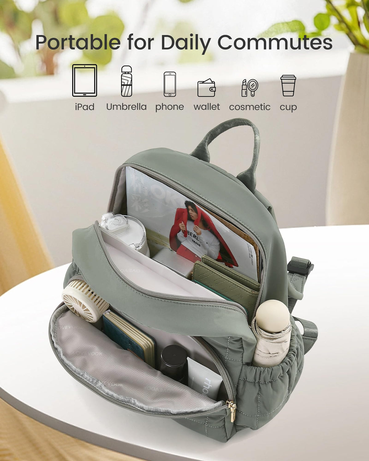 LOVEVOOK Small Backpack Purse for Women, Mini Puffer Backpack with Anti-theft Pocket, Lightweight Quilted Casual Daypack for Daily Work & Travel