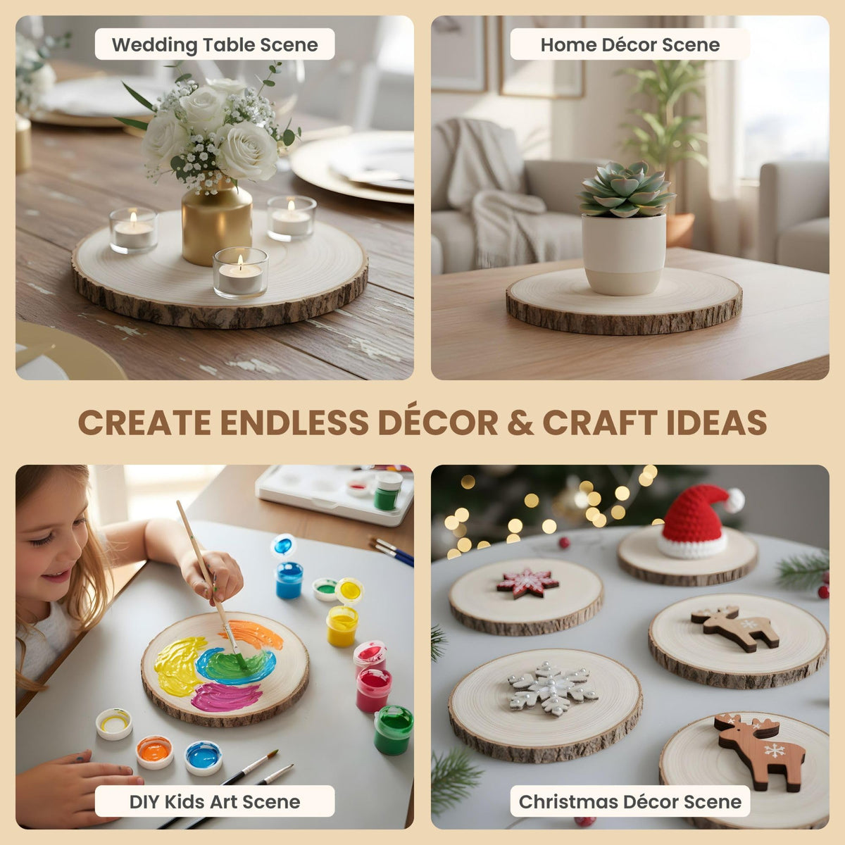 10 Pack Wood Centerpieces for Tables Natural Round Wood Slices for Rustic Wedding Decor and Table Decorations Unfinished Wooden Rounds (8–9 inch)