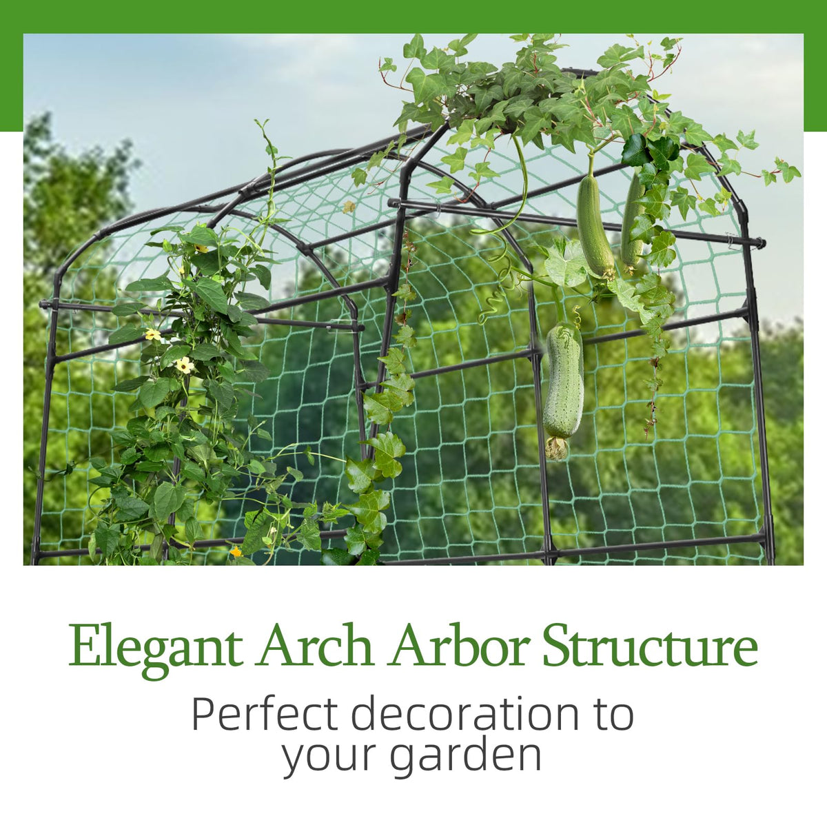Yotoworth Garden Arch Arbor Trellis for Climbing Plants Outdoor, 7.8 ft Extra Tall Cucumber Trellis Raised Bed Climbing Vine Plant Support, Grape Vegetable Tomato Pumpkin Peas Bean, Black