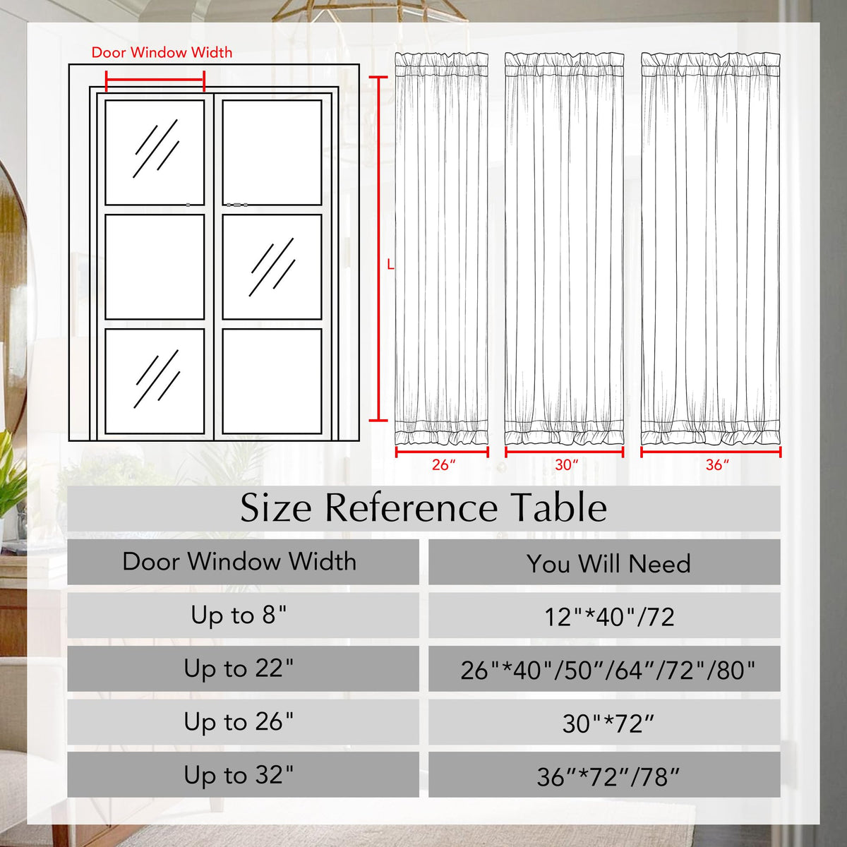 NICETOWN Linen Front Door Curtain for Glass Window 40 Inch Length, Cream Small Short Semi-Sheer Shade for Bedroom, 26 x 40, 1 Panel