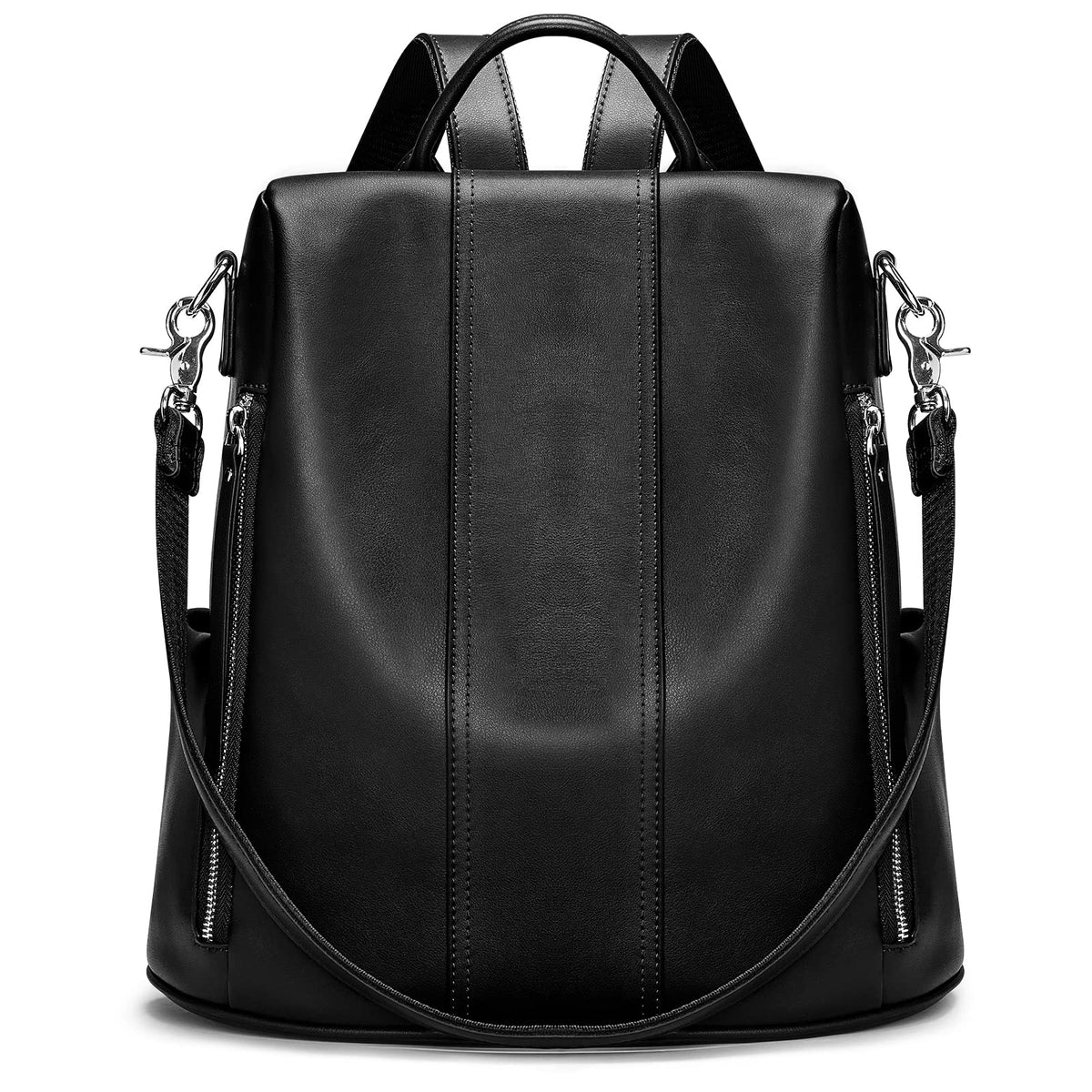 S-ZONE Leather Backpack Purses for Women Antitheft Rucksack Shoulder Bag Medium