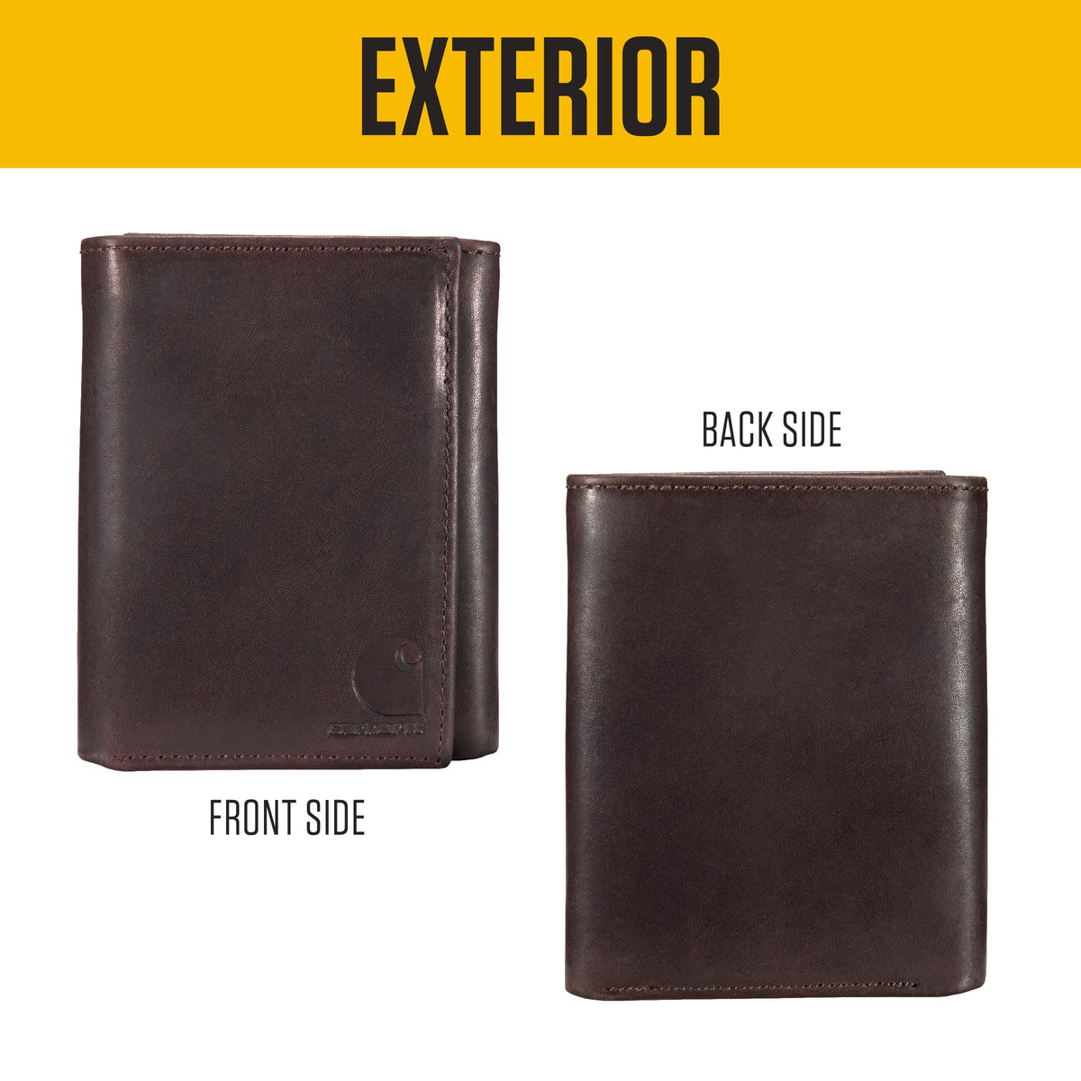 Carhartt Men's Durable Oil Tan Leather Wallets, Available in Multiple Styles – Front pocket, Bi-Fold, Trifold Wallets for Men, RFID Blocking & ID Holder