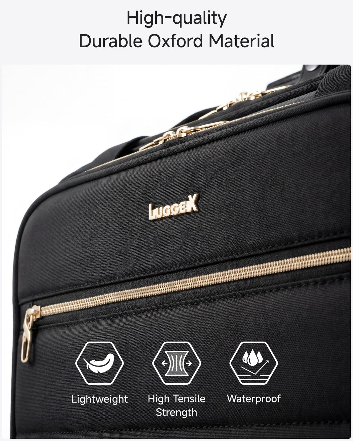 LUGGEX Rolling Laptop Bag with Wheels, 17.3" Soft Sided Laptop Rolling Briefcase with 4 Spinner Wheels - Lightweight Carry On for Business Travel Overnight (UDS-Core, Black, 18 Inch)