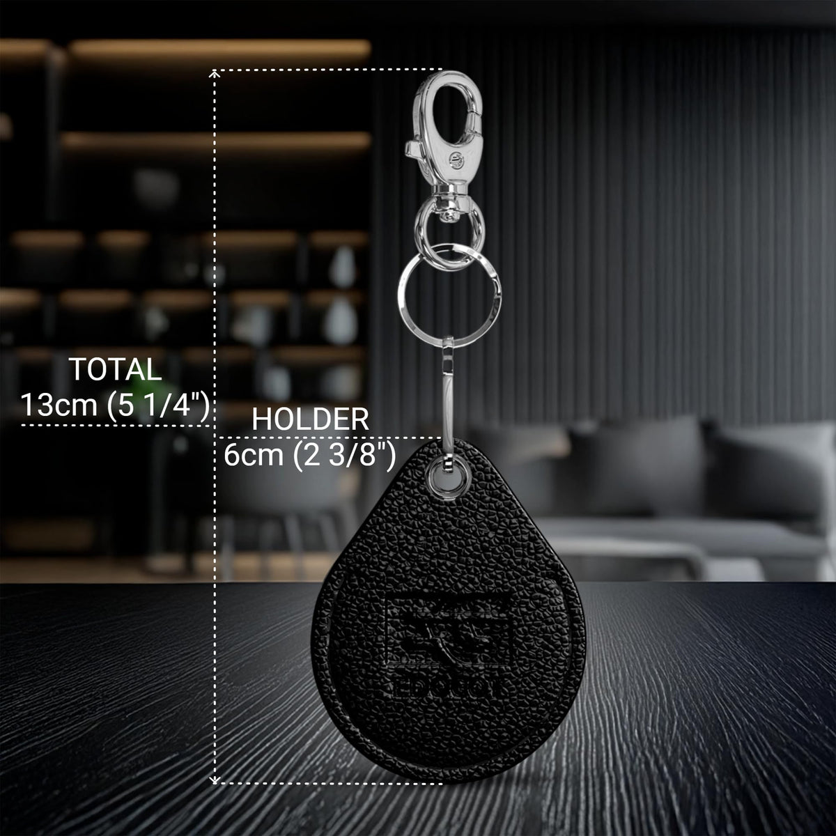 EDO GOT Genuine Leather Proxi RFID Key Fob and GPS Tag Holder Black 2 pack, Black