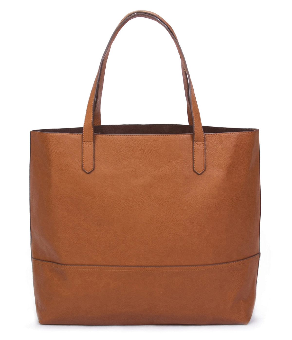 Overbrooke Reversible Tote Bag, Tan - Vegan Leather Womens Shoulder Tote with Wristlet