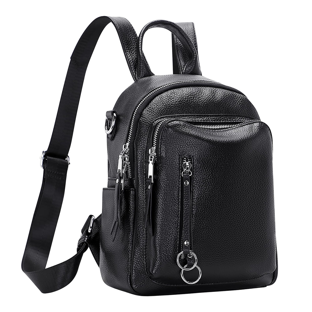 ALTOSY Fashion Genuine Leather Backpack Purse for Women Shoulder Bag Casual Daypack Small(S10 Black)