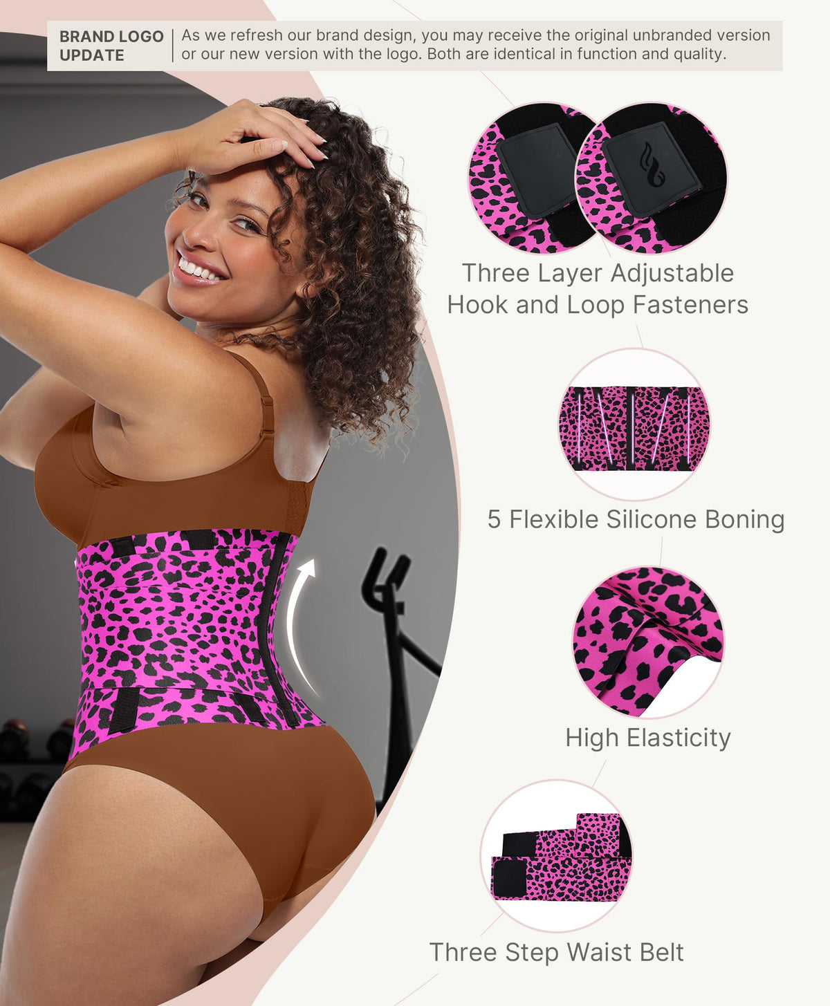 FeelinGirl Corset Perspiring Workout Waist Trainer Corset Trimmer Belt for Women Belly Band Body Shaper Rose Leopard M