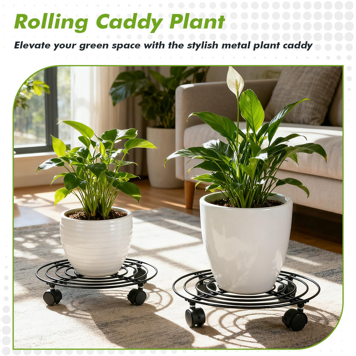 Planterhoma 3 Packs Large Metal Plant Caddy 13 Inches Plant Dolly with Wheels Heavy-duty Iron Rolling Plant Stand with Casters for Indoor Outdoor Flower Pot Mover Rollers Black Wheeled Plant Colaster