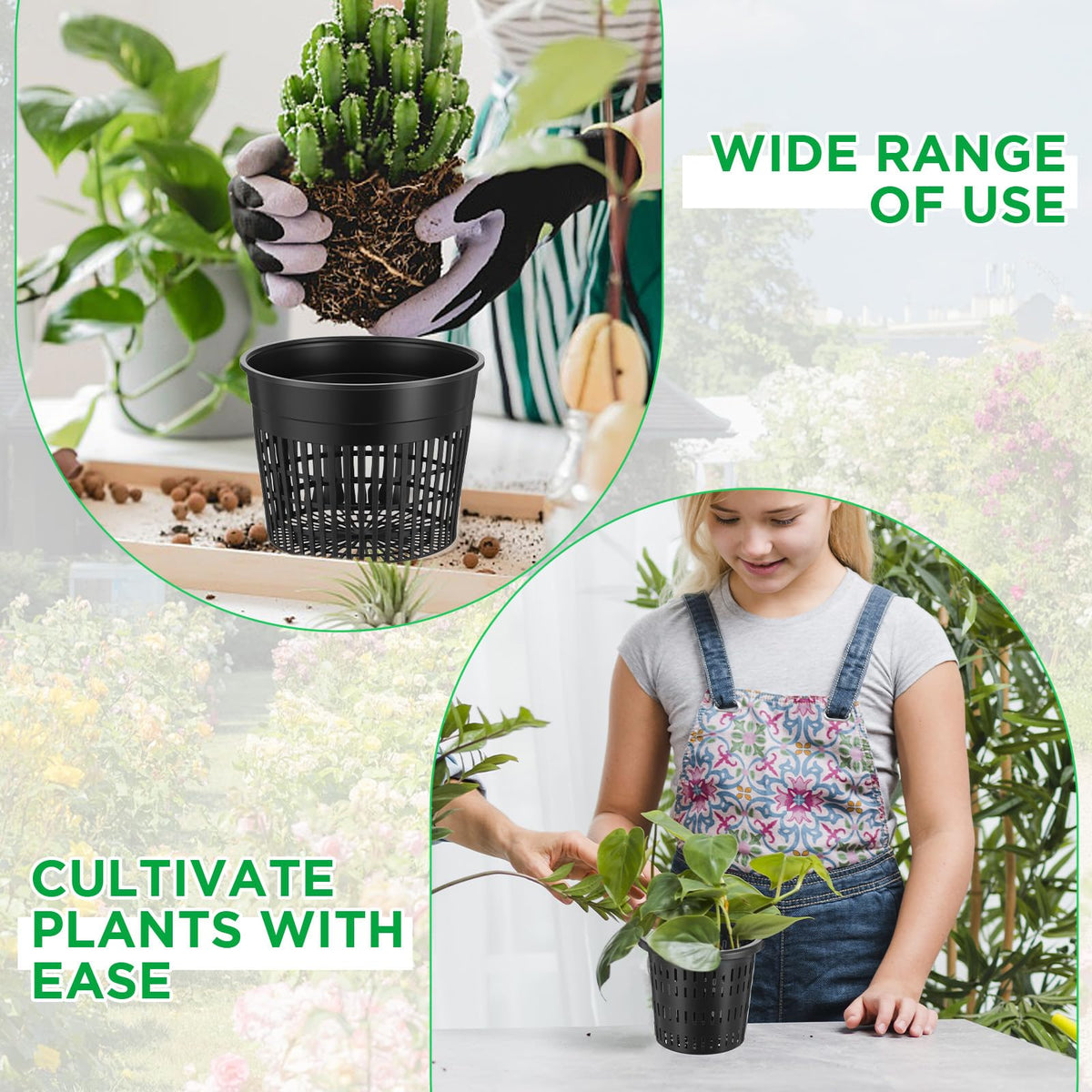 MAQUITA 18 Pcs Orchid Pots Variety Size 2.3/3.3/3.9/4.3/4.9/6.1 Inch Black Net Pots Plastic Aquaponics Hydroponic Baskets Slotted Mesh Orchid Planter Container with Hole for Growing