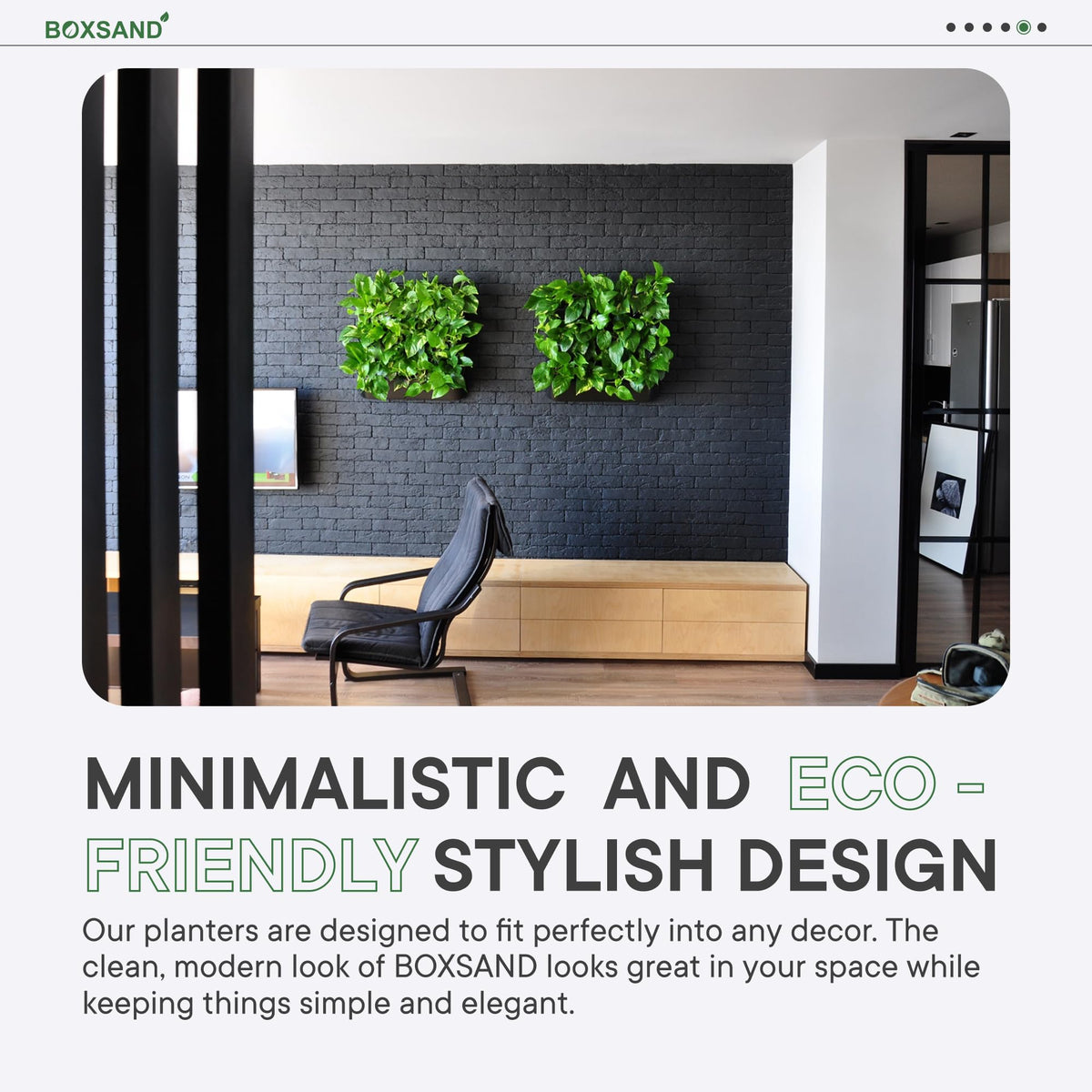 BOXSAND-6 (12"x26") Living Wall - Wall Planter, Vertical Garden for 6 Plants, Indoor/Outdoor, 2 Screws Install (White)