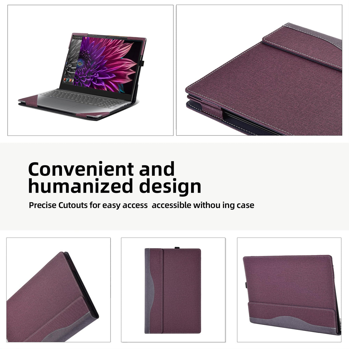 Laptop Cover for Lenovo Yoga Pro 9i (16″ Intel) Laptop All-Inclusive Drop-Proof Case 16inches PU Leather Inner Pocket Cover (Wine red)
