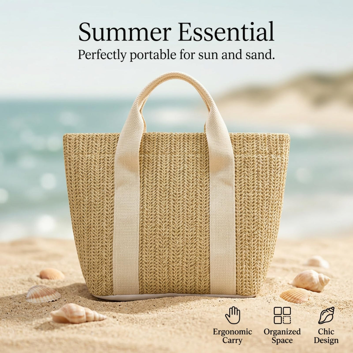 10 Pcs Straw Beach Tote Bags, Woven Handbag with Handle, Bachelorette Beach Bags, Suitable for Women Vacation & Shopping