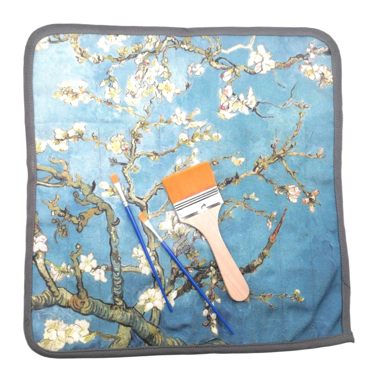 Funny live Paint Brush Holder Art Supplies, Artist Paint Brush & Storage Organizer Roll-Up Case Bag, Protect Acrylic Oil Watercolor Paintbrushes (Almond Blossom 20 Slot Pockets)