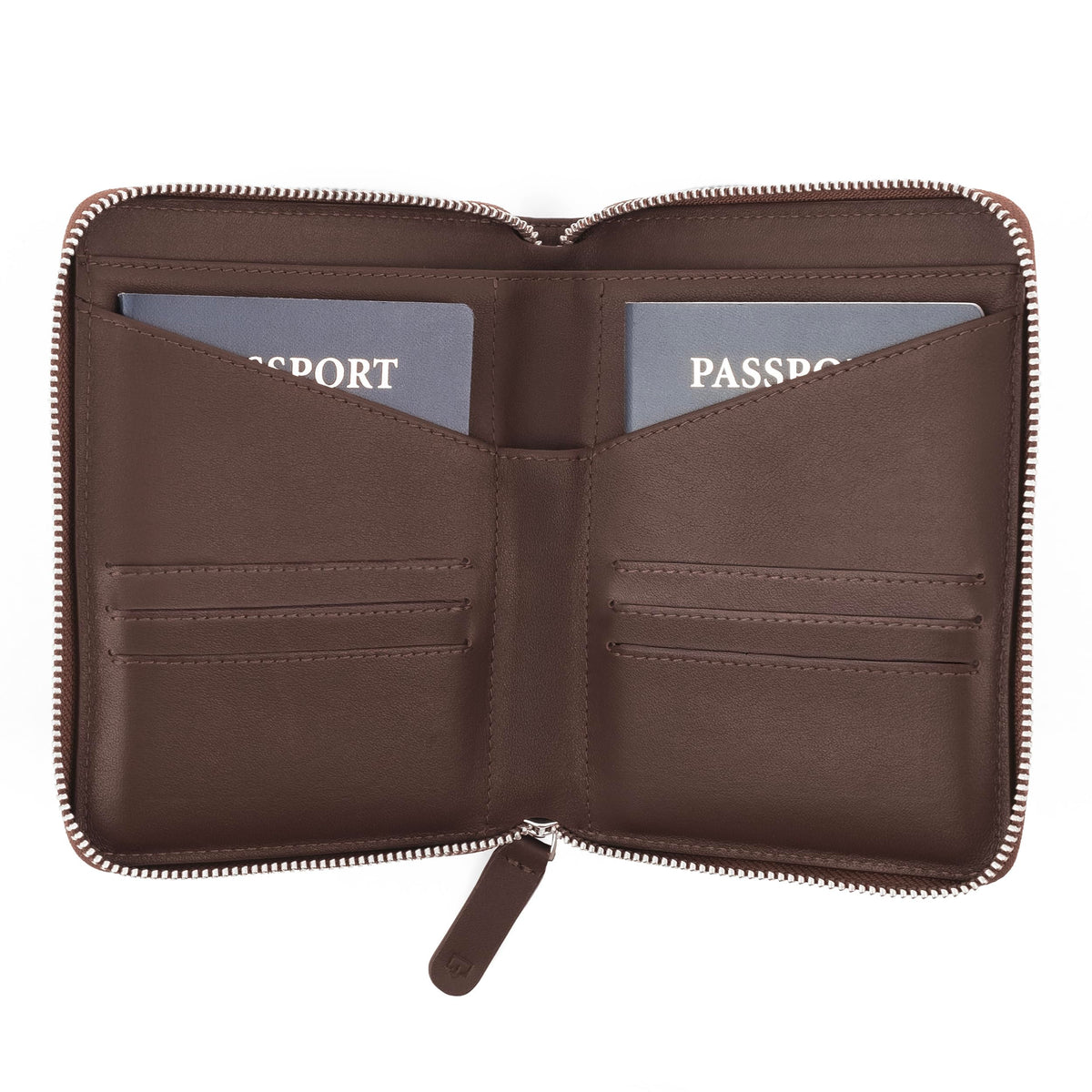 Travaci Full Grain Leather Passport Holder for 2 Passports - Dual Passport Holder and Travel Documents Organizer - RFID Travel Wallet for Couples - Dark Brown