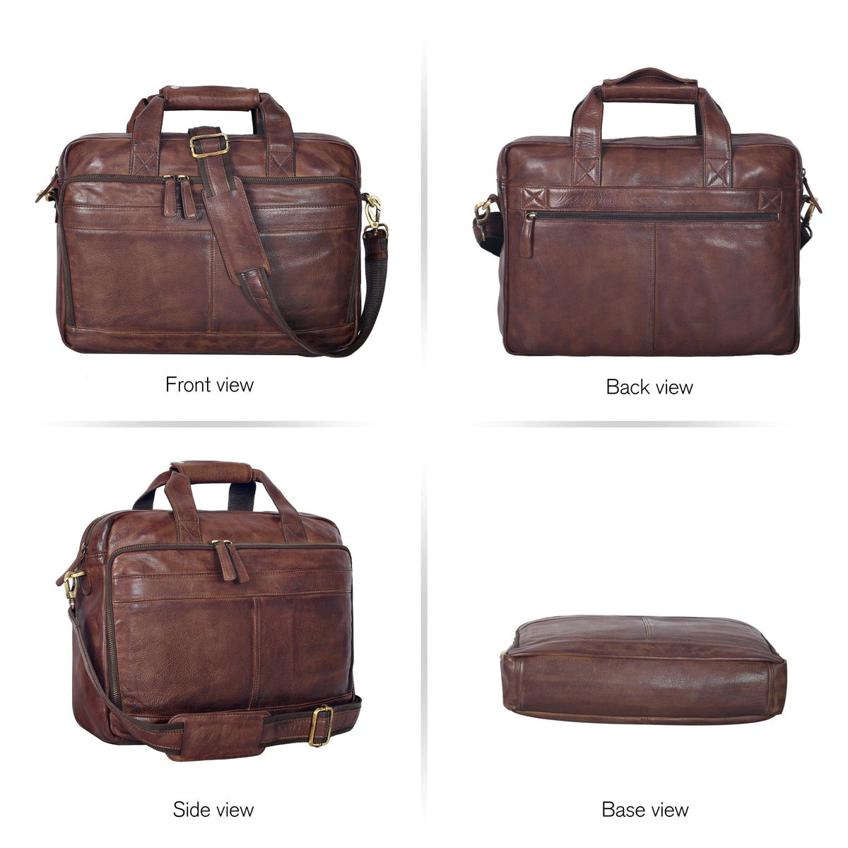 Oak Leathers Leather Messenger Bag for Men and Women - Laptop Briefcase Bag For College, Office, Adjustable Shoulder Strap (Brown Vintage New)