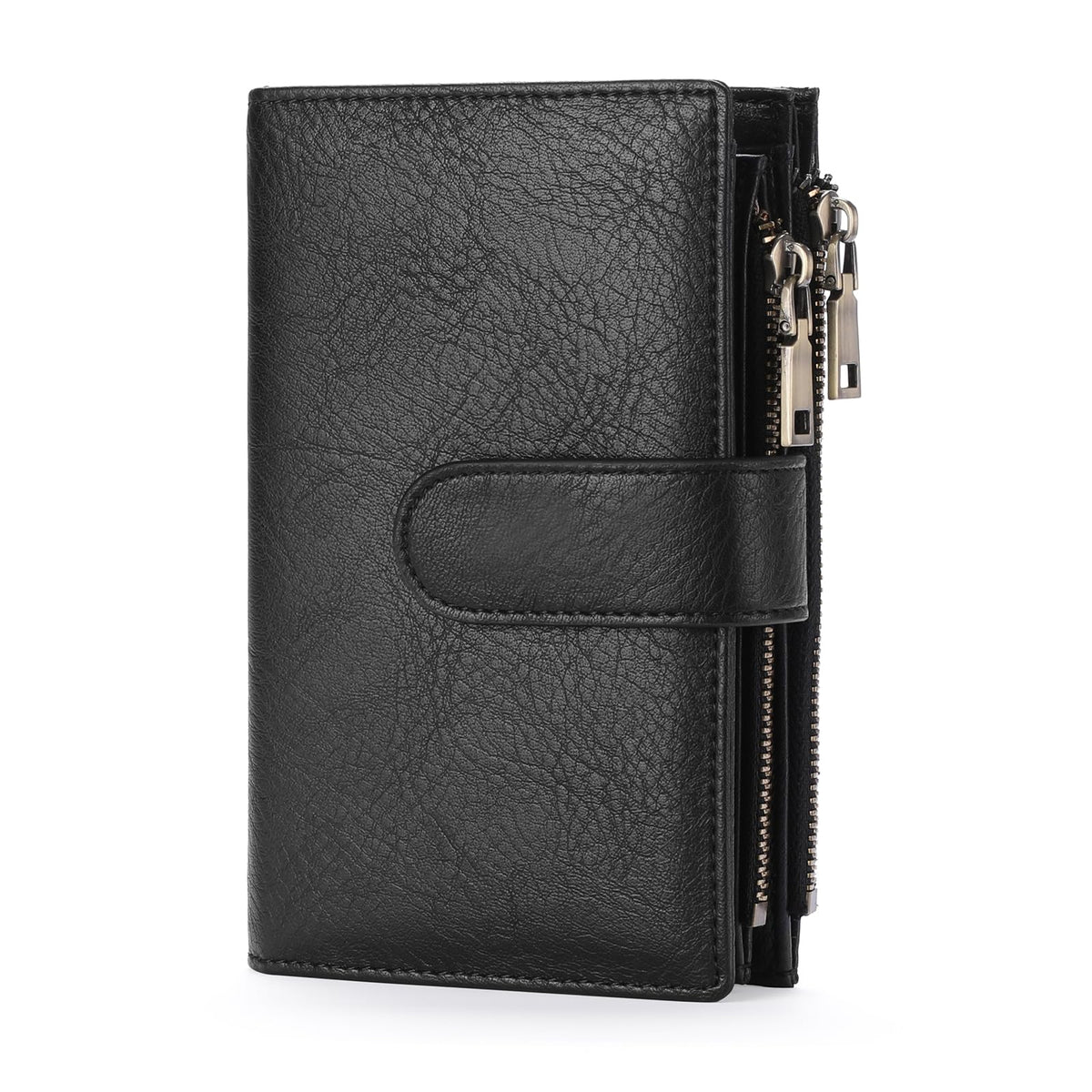 GOIACII Womens Wallets RFID Blocking Leather Trifold Clutch Wallet Credit Card Holder Ladies Purse 3 ID Windows Black