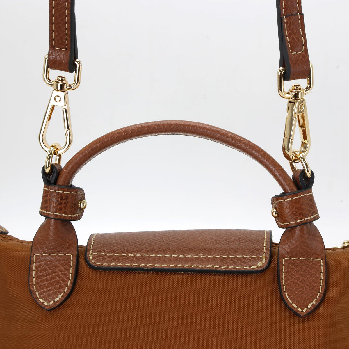 banbeln Mini Bags Leather Shoulder Strap Kit Fit For Adjustable Crossbody Small Bag (Brown&gold)